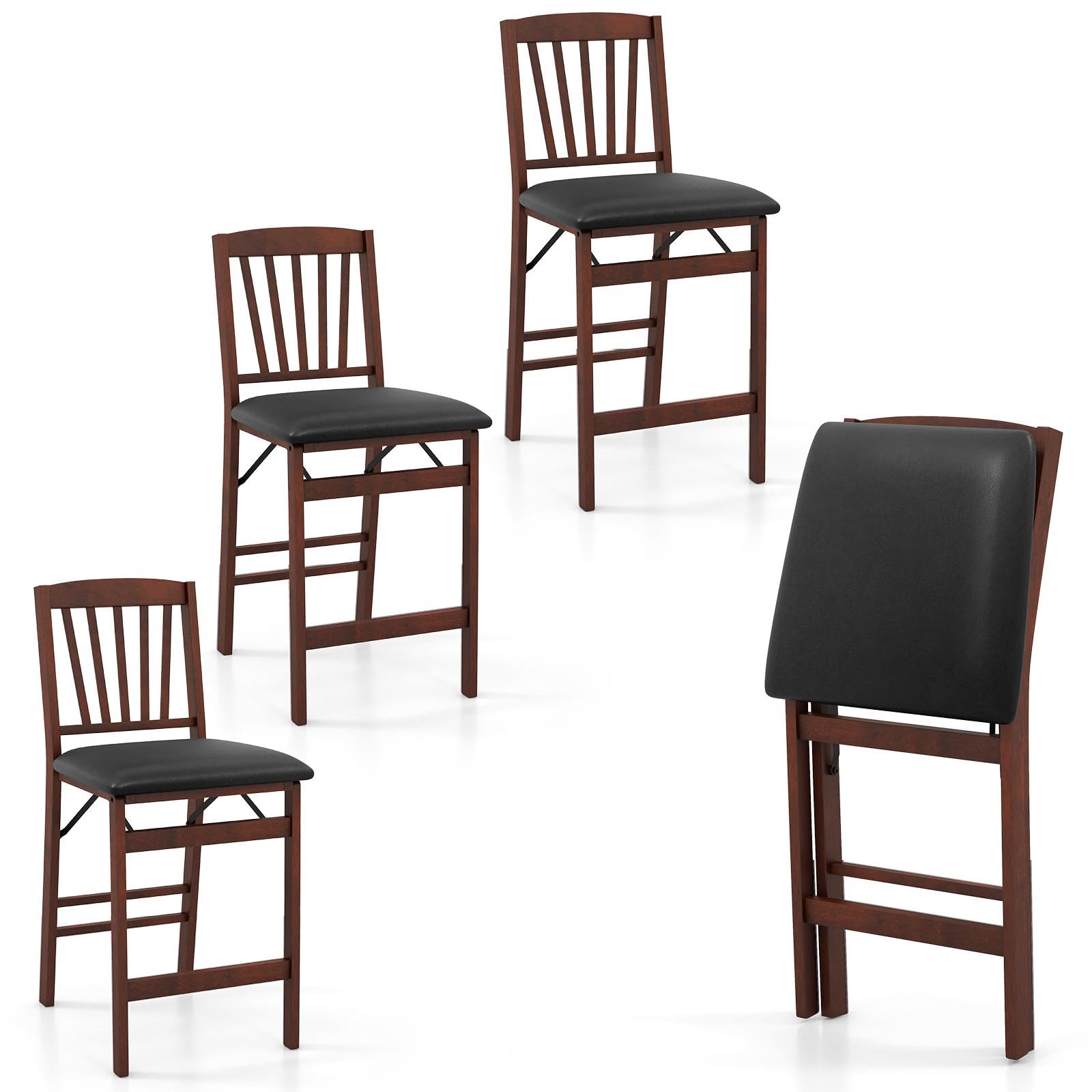 Giantex Folding Bar Stools Set, 24.5" Counter Height Bar Dining Chairs with Back