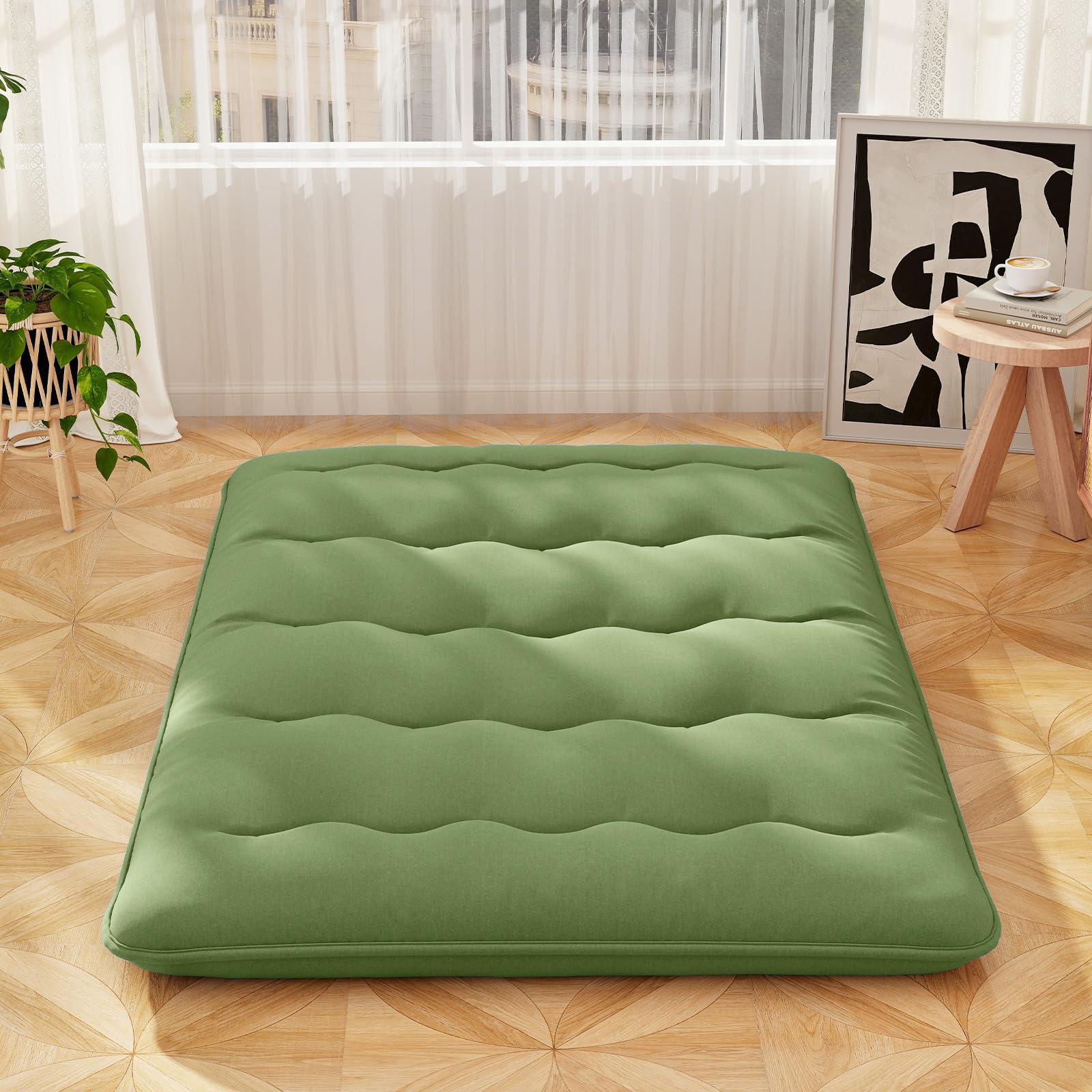 Giantex Japanese Floor Mattress, 4 Inch Futon Mattress with Washable Cover & Storage Bag