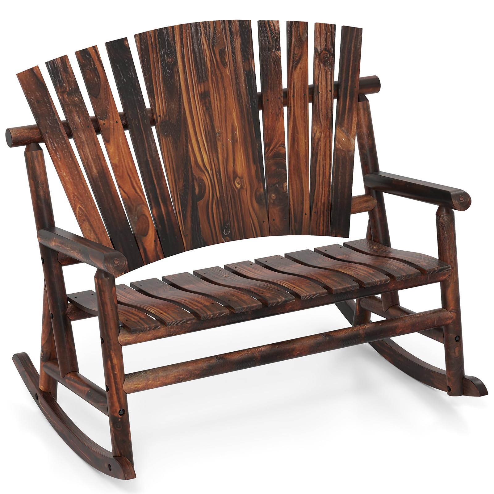 Giantex 1/2 Pcs Outdoor Wooden Rocking Bench（51”x38”x46”）