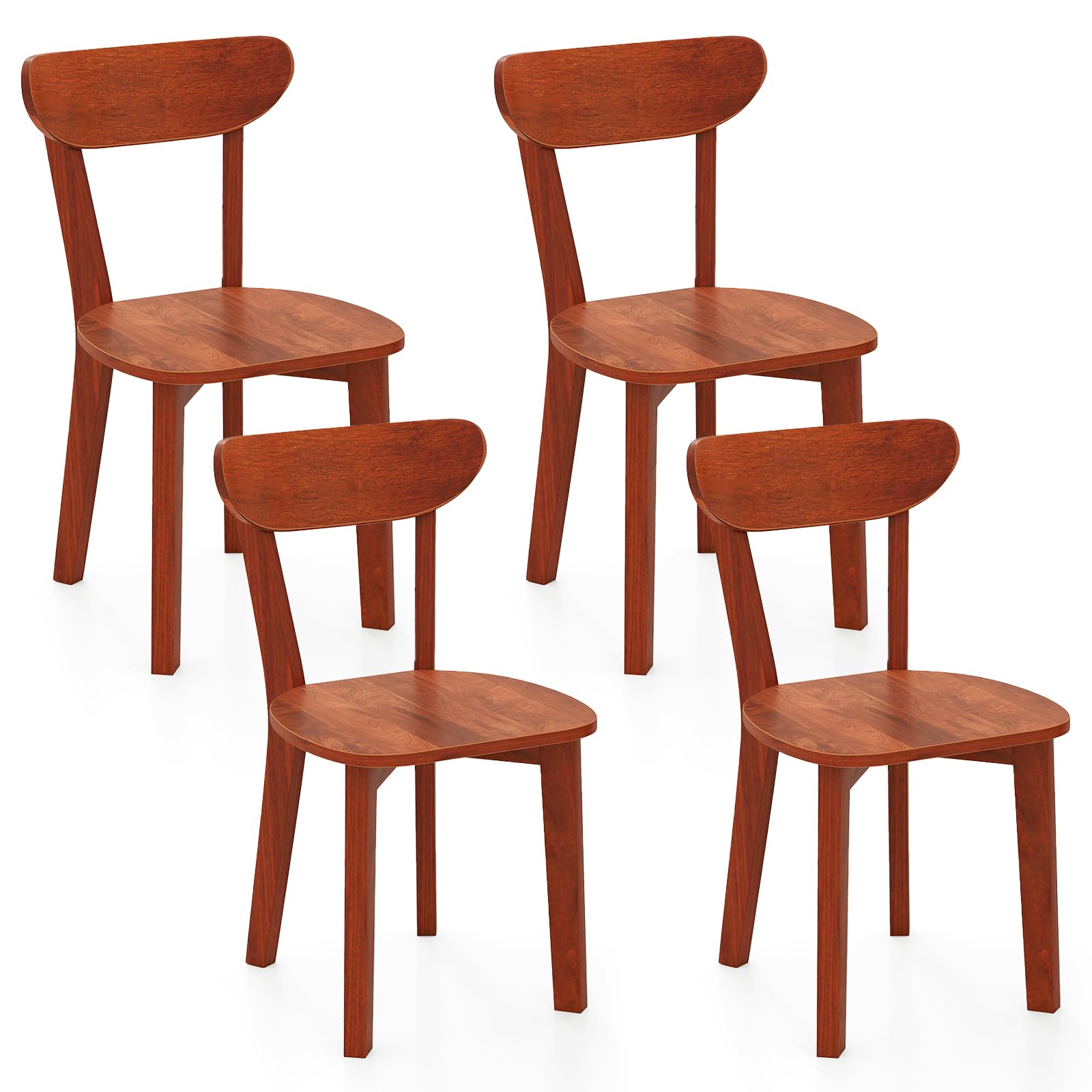 Giantex Wooden Dining Chairs, Kitchen Chairs w/Curved Backrest & Solid Rubber Wood Frame