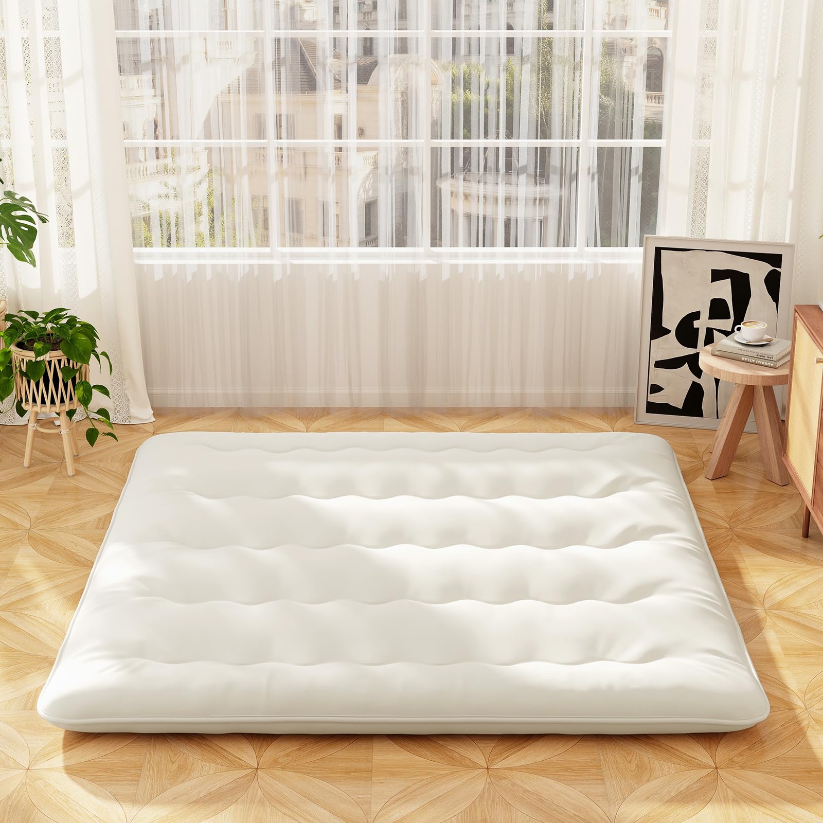 Giantex Japanese Floor Mattress, 4 Inch Futon Mattress with Washable Cover & Storage Bag