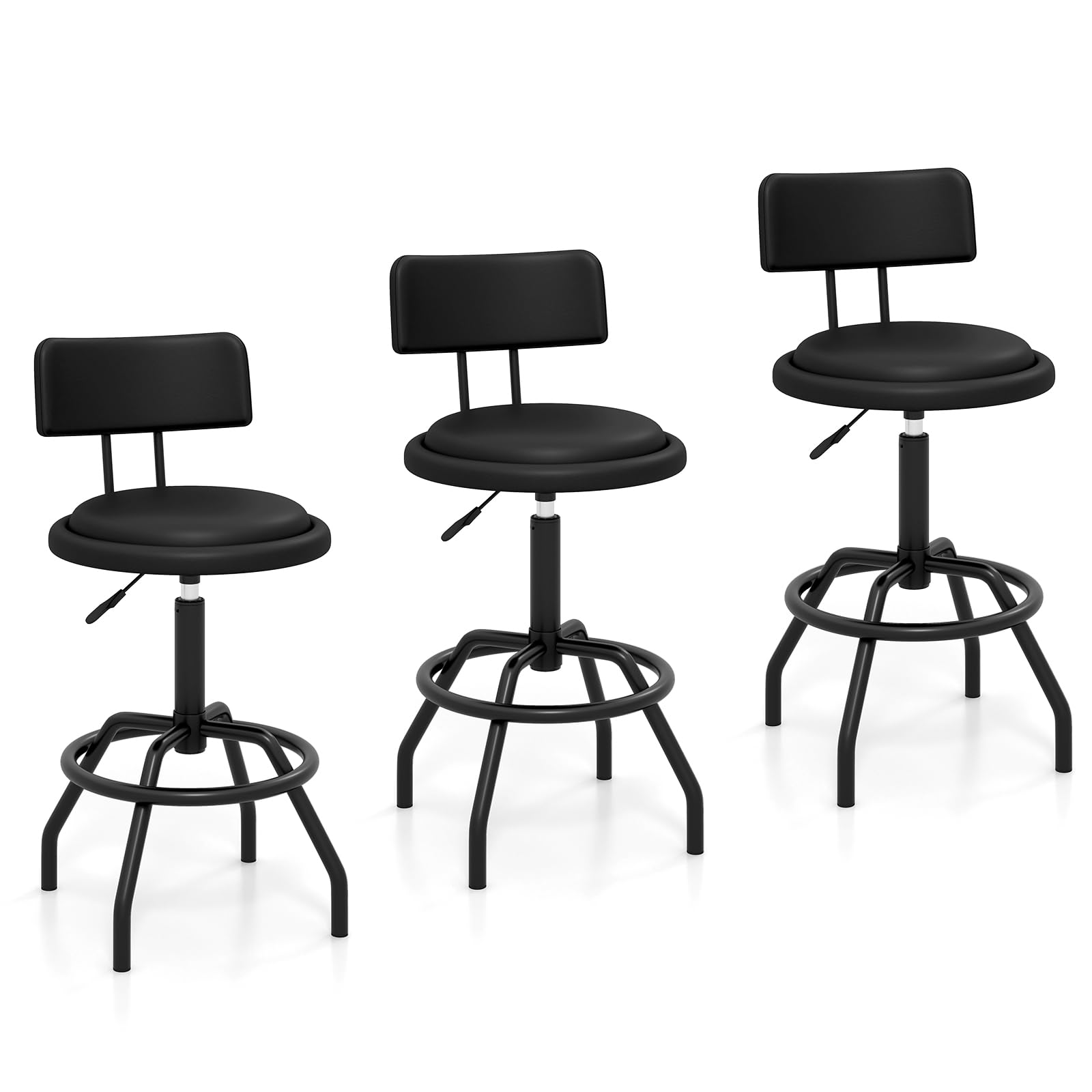 Giantex Swivel Bar Stools Set of 1/2/3/4, 24.5"-29" Height Adjustable Counter Height Chairs w/Back