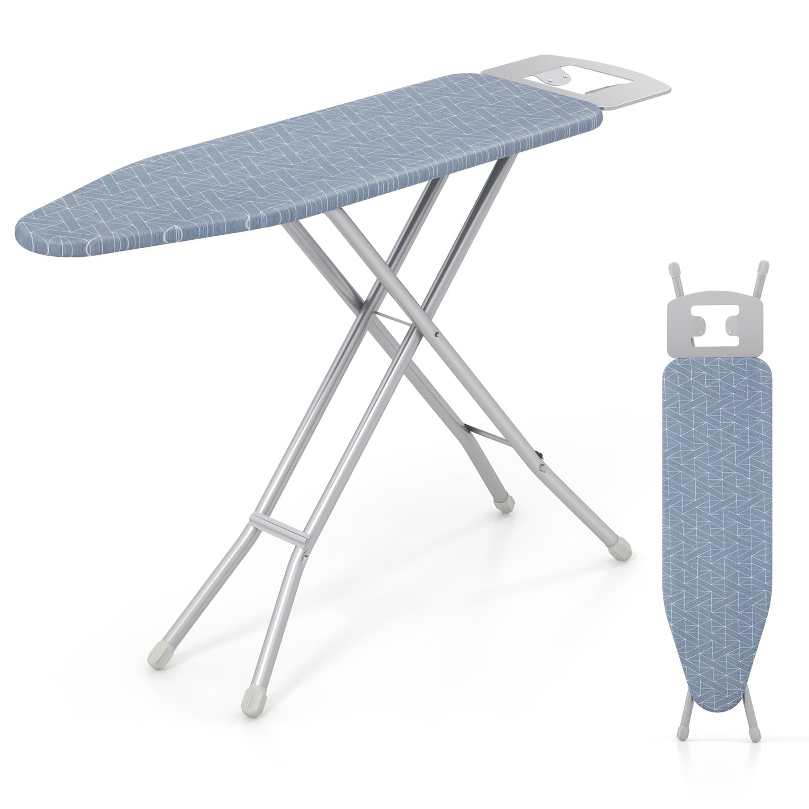 Giantex Ironing Board with Iron Rest, 48'' x 13.5'' Carbon Steel Iron Board with 4 Layer Heat Resistant Cover & Pad