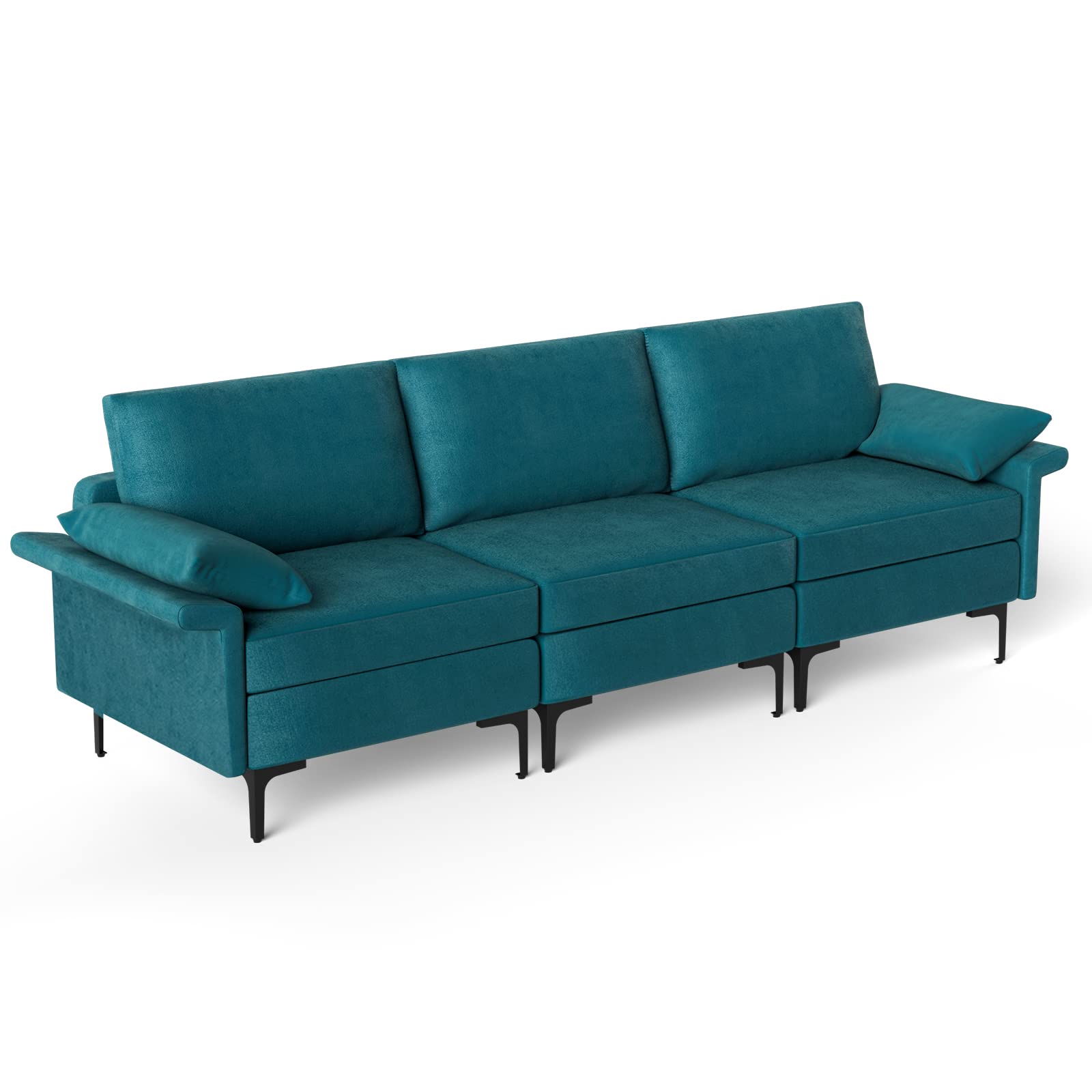 Giantex 3-Seat Sectional Sofa Couch, 100.5" L Convertible Sleeper with USB Port & Outlet