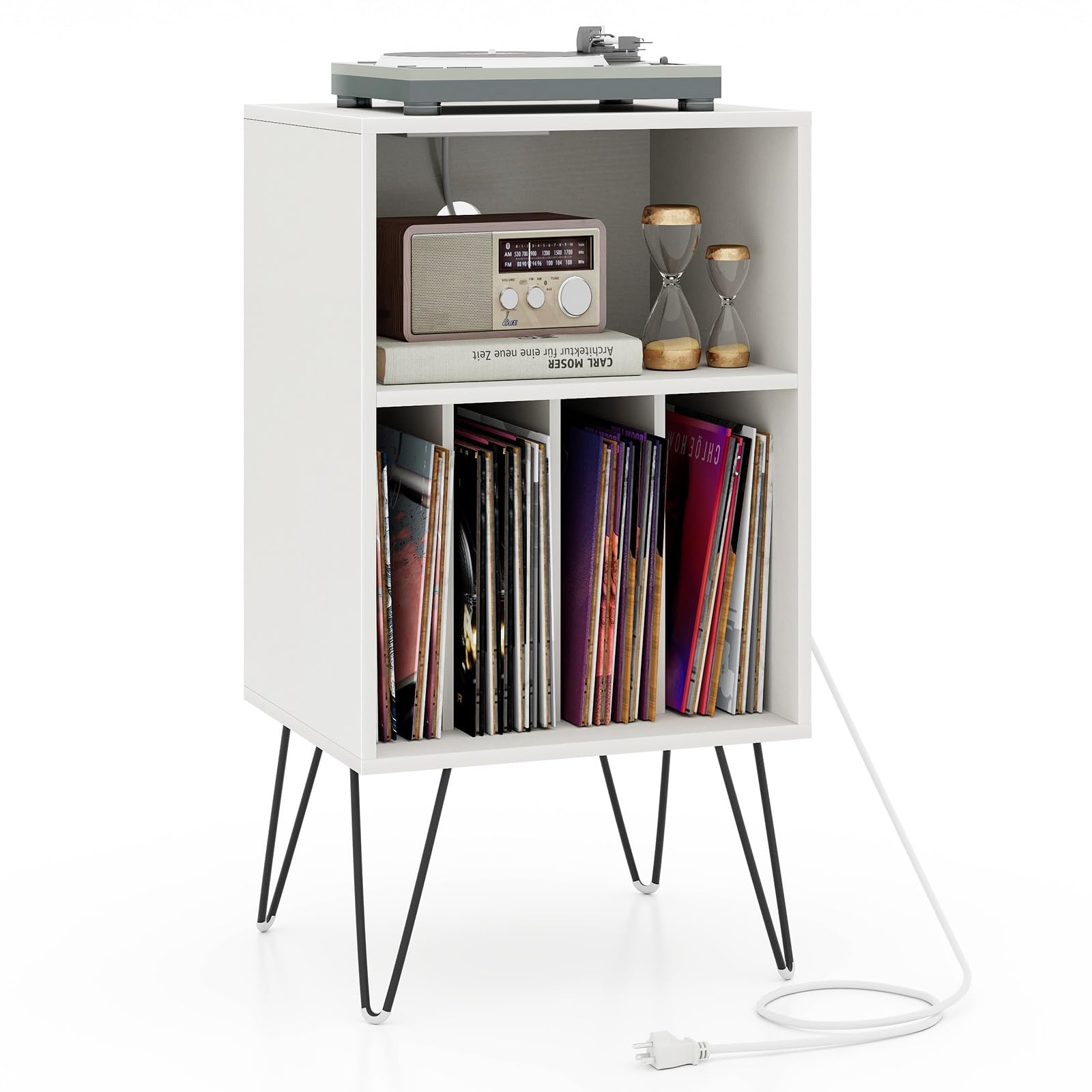 Giantex Record Player Stand with Charging Station