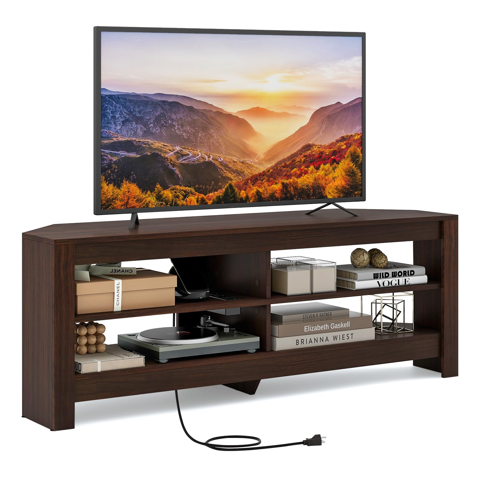 Giantex Corner TV Stand with Power Outlet, 3-Tier Entertainment Center