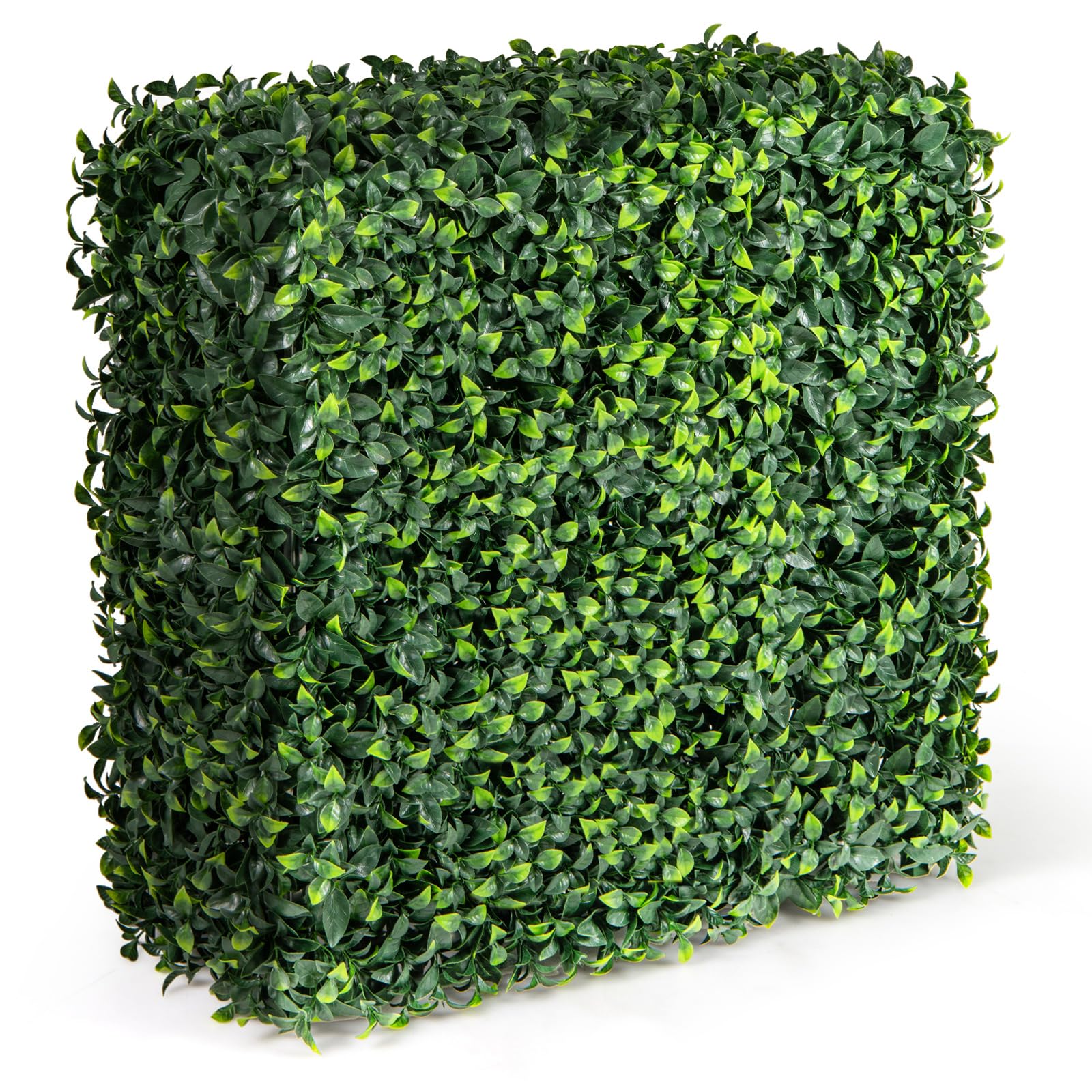 Giantex Artificial Boxwood Hedge Wall, Faux Grass Wall with PE Leaves and Aluminum Frame