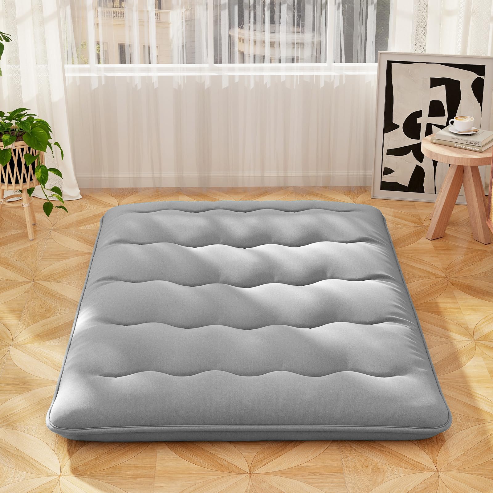 Giantex Japanese Floor Mattress, 4 Inch Futon Mattress with Washable Cover & Storage Bag