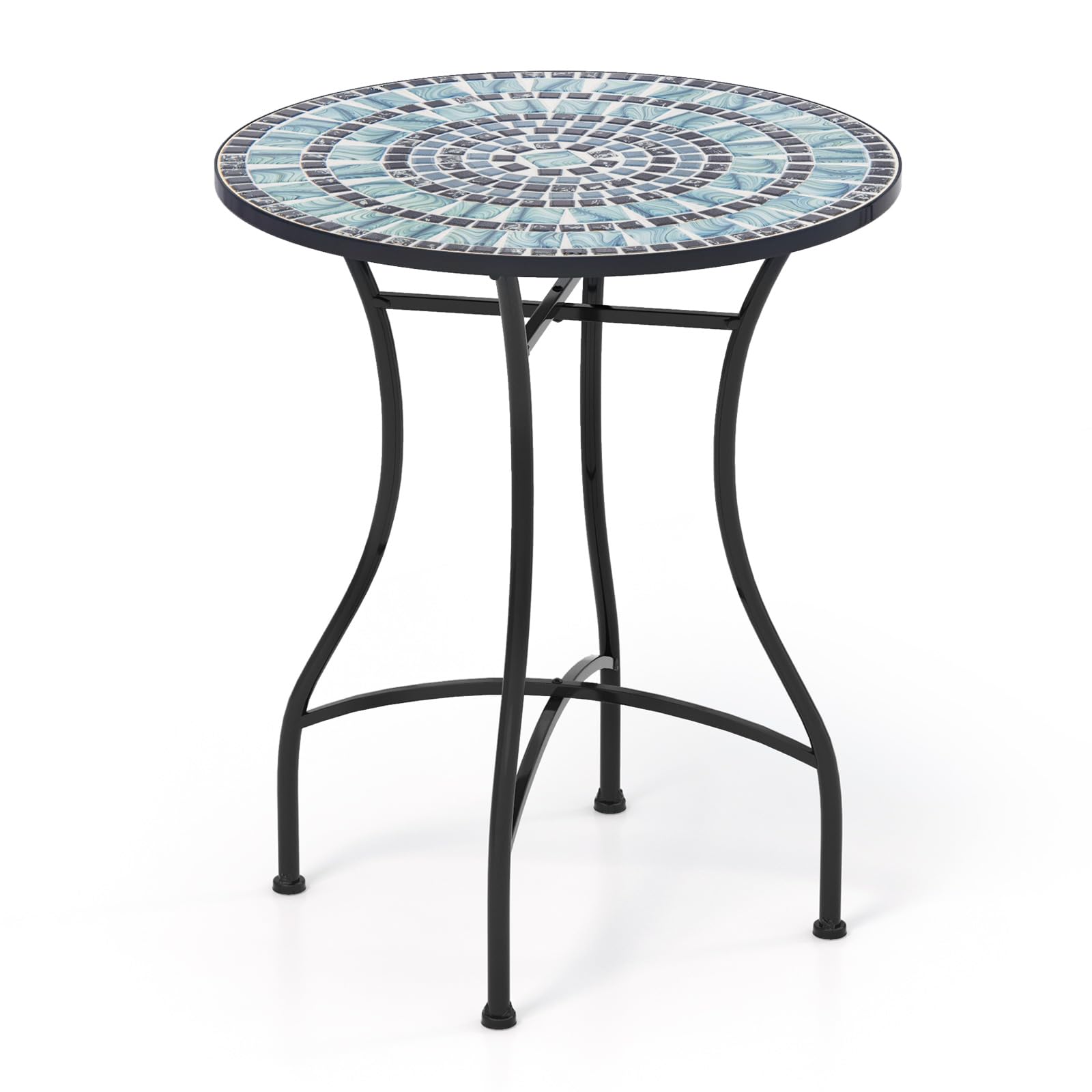 Giantex 24 Inch Patio Bistro Table, Mosaic Round Table w/Ceramic Tile Tabletop