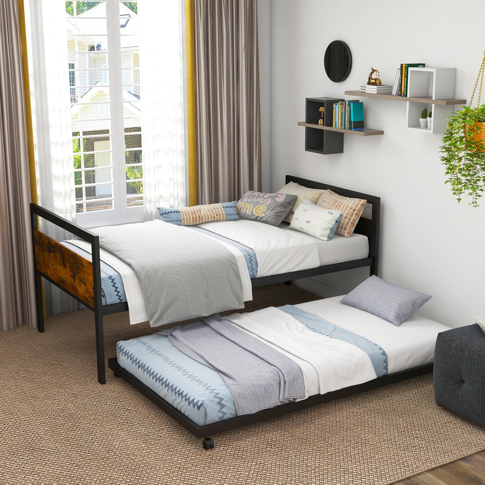 Giantex Metal Daybed with Trundle