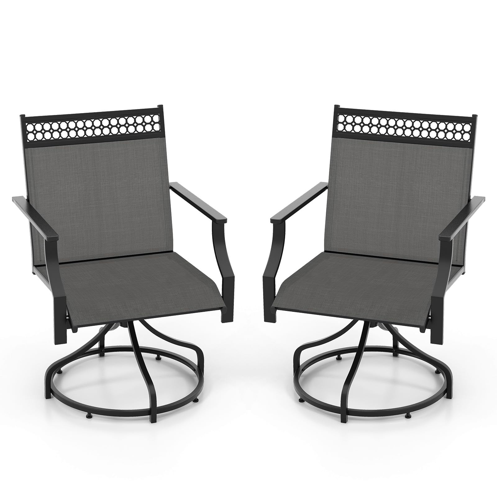 Giantex Swivel Outdoor Chairs,  Patio Dining Chairs, Round Steel Base