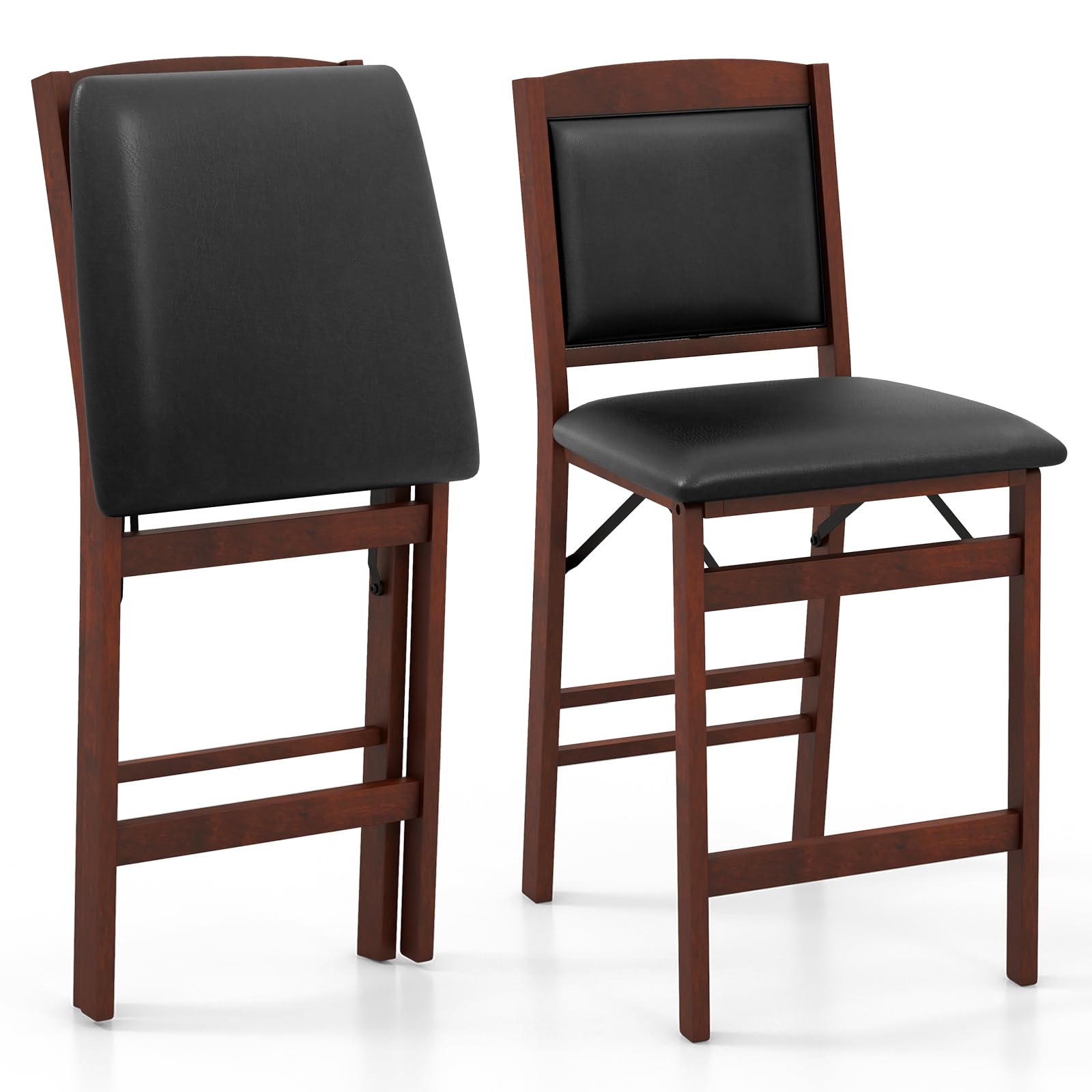 Giantex Folding Counter Height Bar Stools Set of 2/4, 24.5" Farmhouse Barstools w/Padded Back & Seat