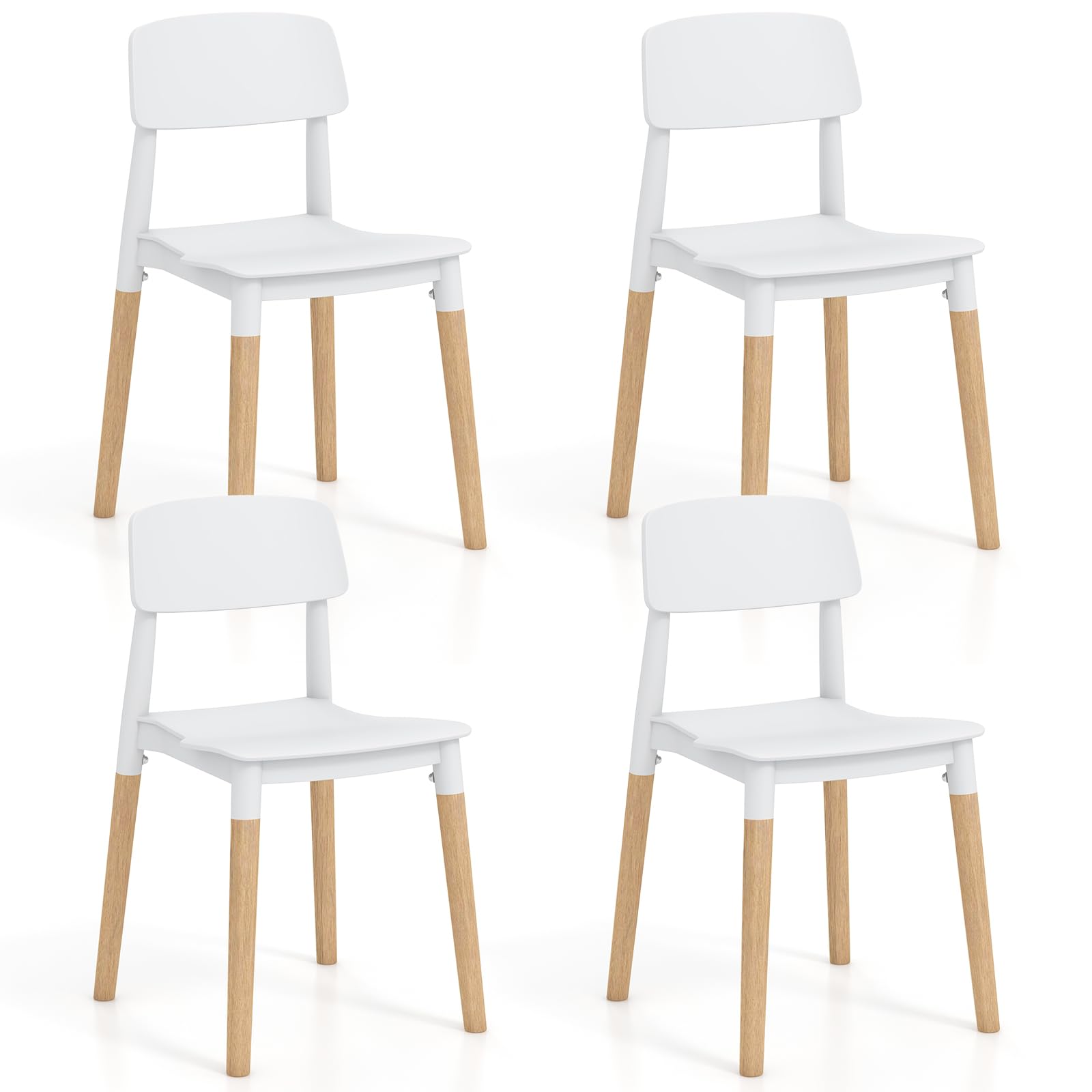 Giantex Wooden Dining Chairs Set of 4, Modern Dining Side Chairs Set w/Ergonomic Backrest, Wide Seat & Sturdy Wooden Legs