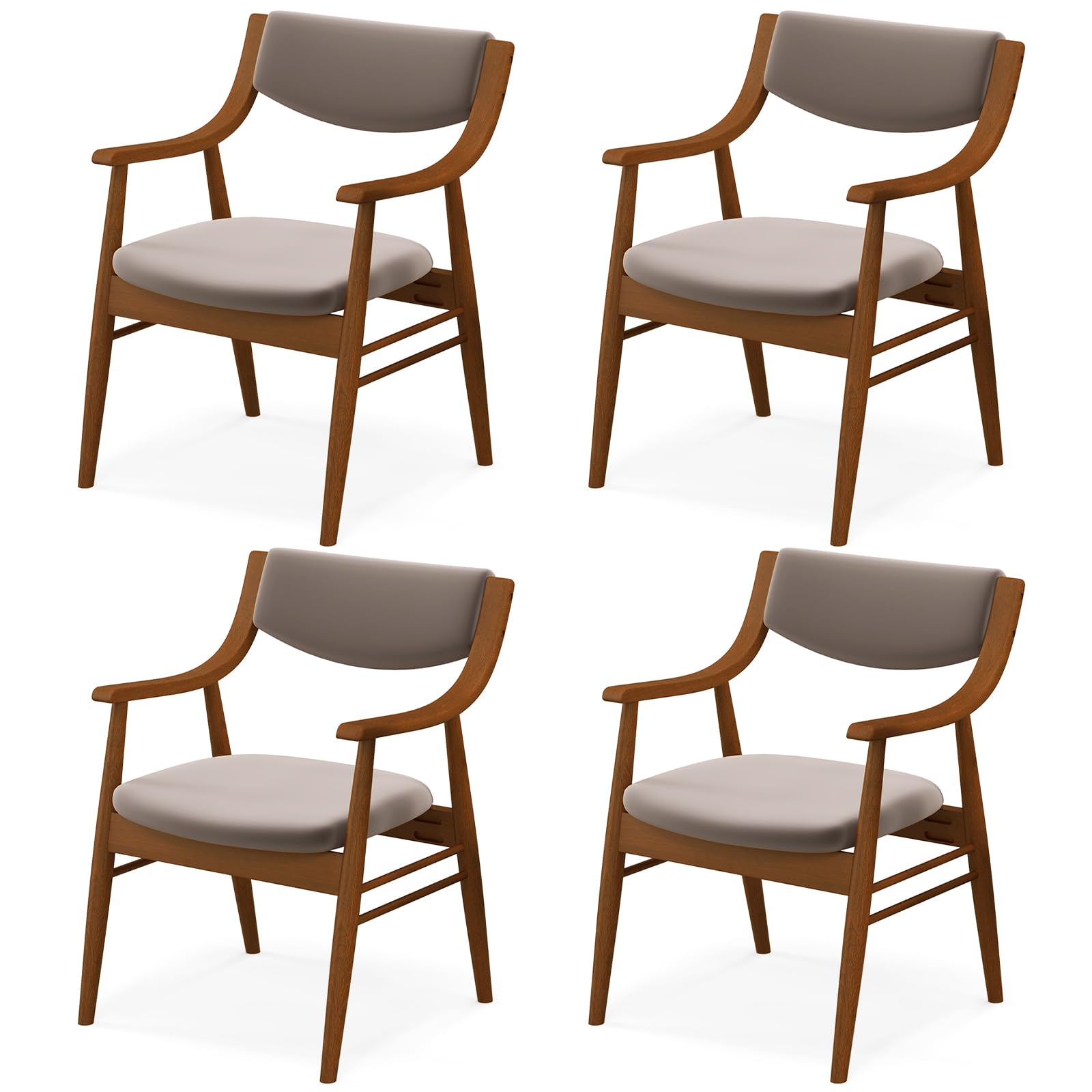 Giantex Wooden Dining Chairs Set of 2/4, PU Leather Upholstered Kitchen Chairs w/Padded Seat & Back