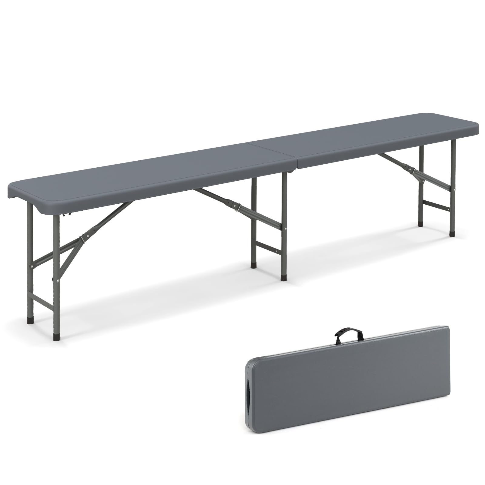 Giantex 6 FT Plastic Folding Bench, HDPE Portable Seat w/Metal Legs