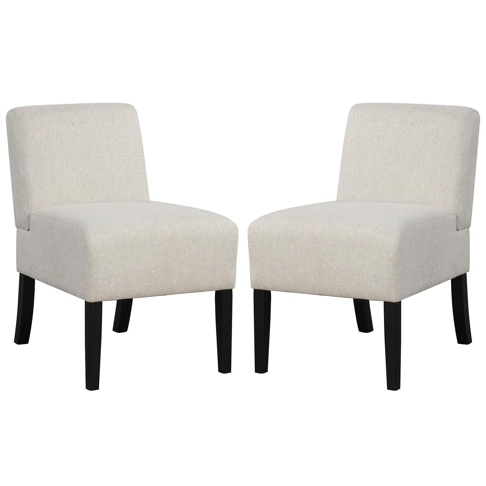 Giantex Armless Accent Chair Set of 1/2/4, Upholstered Living Room Chair with Rubber Wood Legs