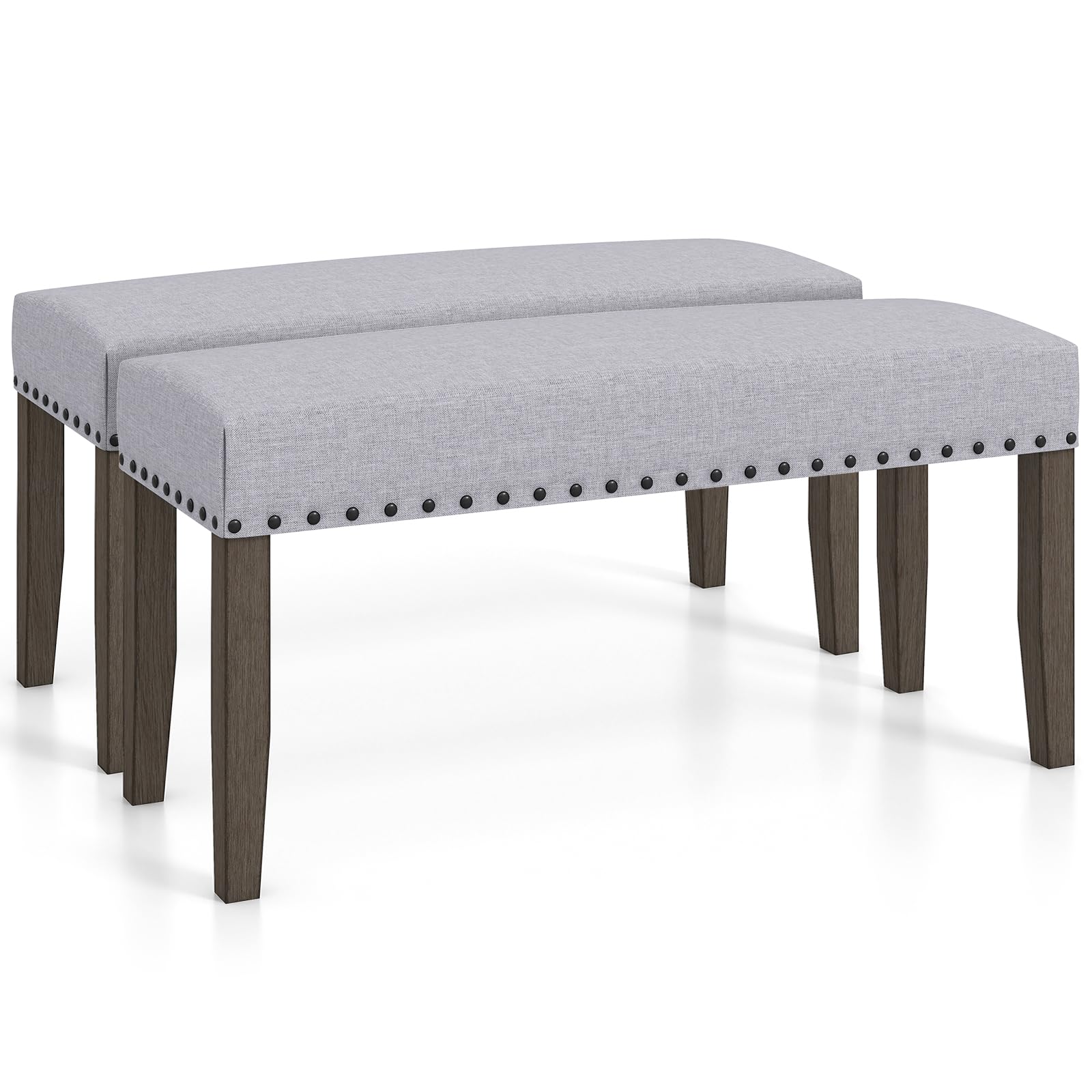 Giantex 42.5” Upholstered Entryway Bench, Set of 1/2 Dining Bench with Nailhead Trim