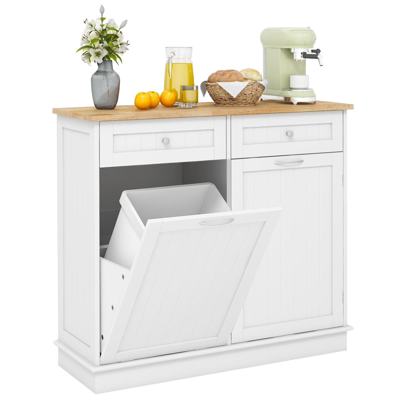 Giantex Kitchen Trash Cabinet, Kitchen Island with Tilt Out Garbage Bin