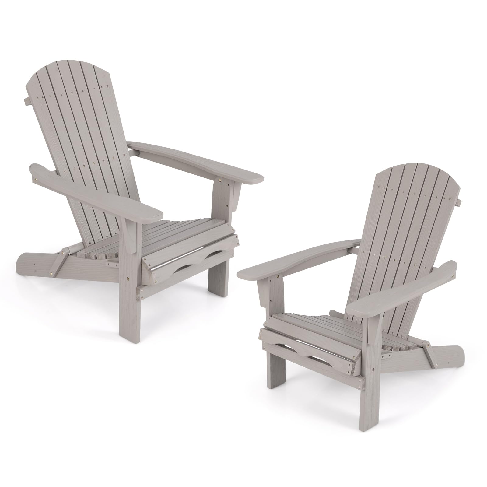 Giantex Foldable Adirondack Chair Set of 1/2/4 - Folding Front Porch Chairs with High Back, Wide Armrests, 400 LBS Max Load