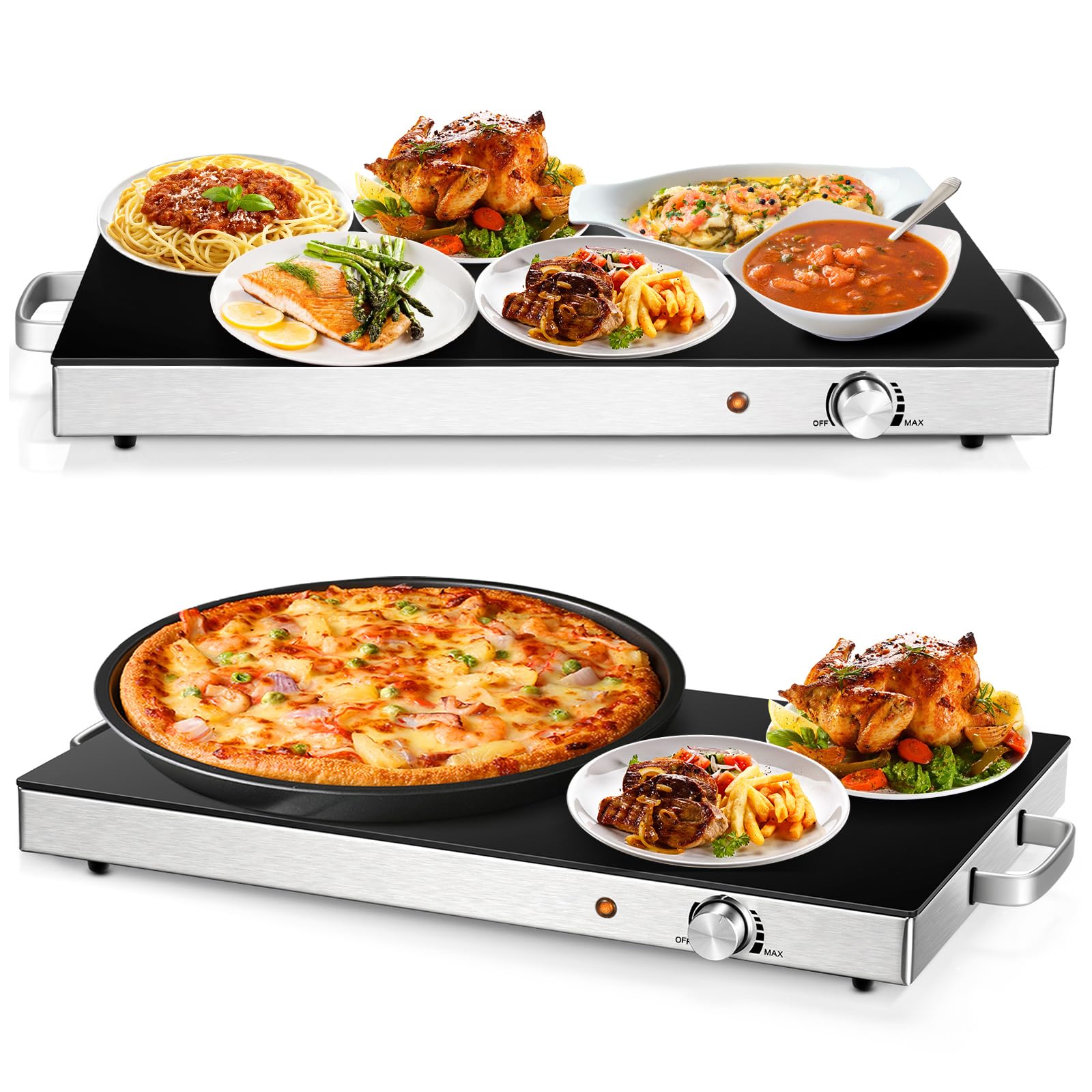 Giantex 2 Packs Electric Warming Tray, 22''x15'' Hot Plate with Adjustable Temperature Control