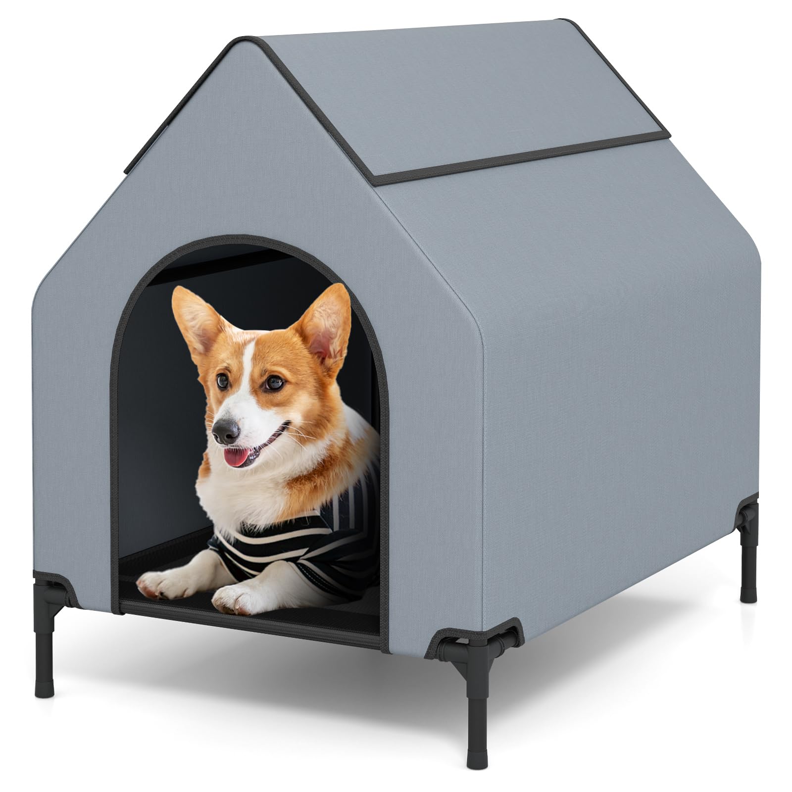 Giantex Dog House Outdoor Extra Large, Elevated Dog Bed with Weatherproof Canopy