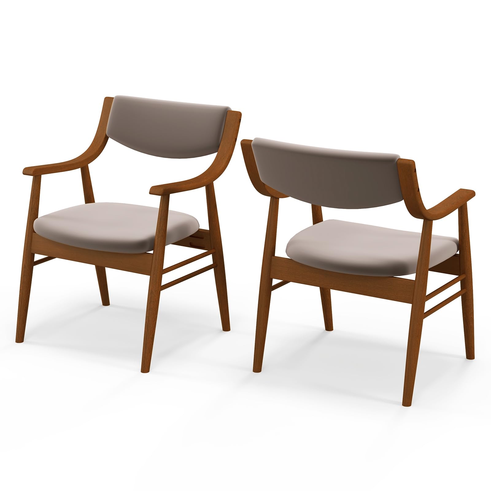 Giantex Wooden Dining Chairs Set of 2/4, PU Leather Upholstered Kitchen Chairs w/Padded Seat & Back