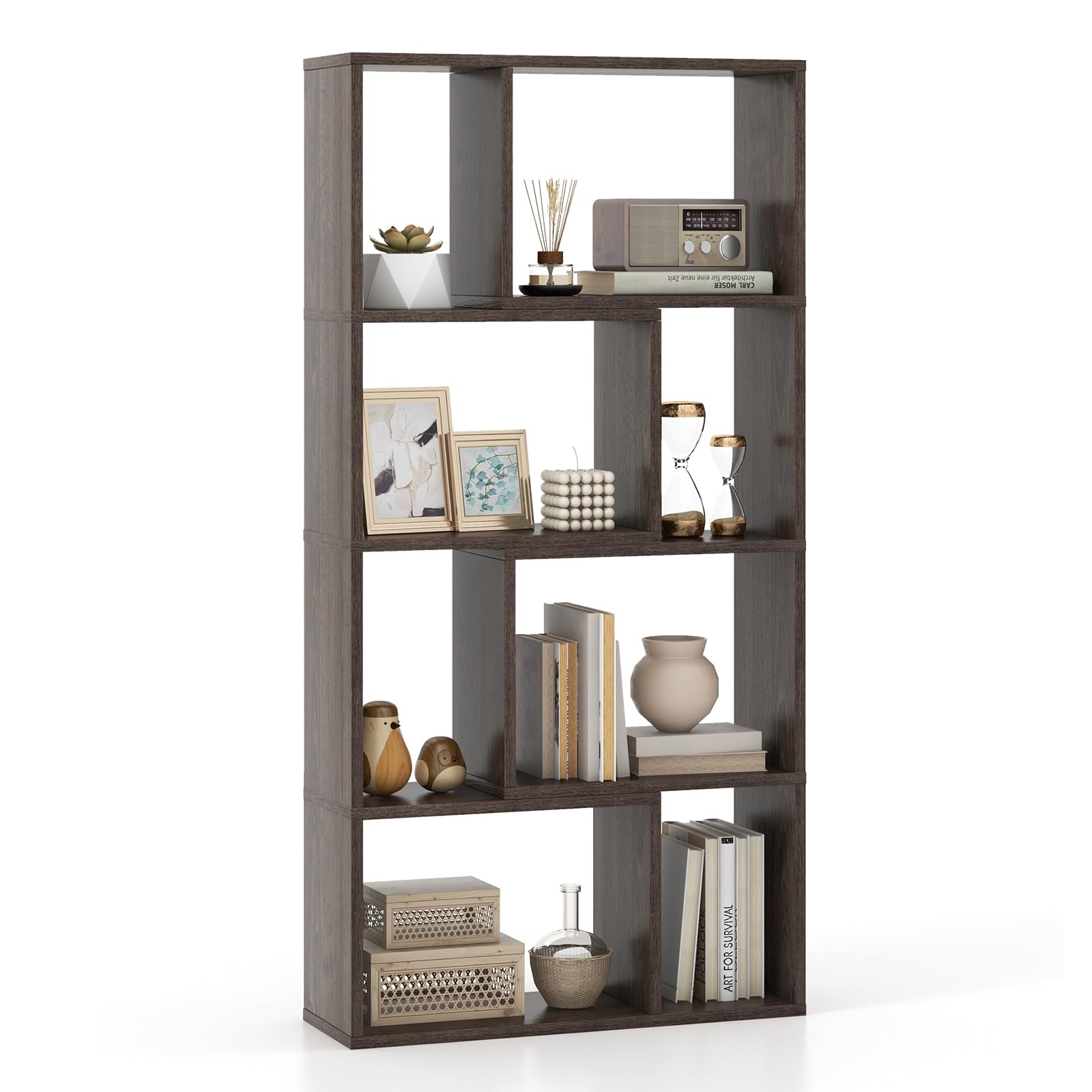 Giantex 8-Cube Geometric Bookshelf Set of 1/2, 4-Tier High Bookcase, 48" Modern Storage Organizer