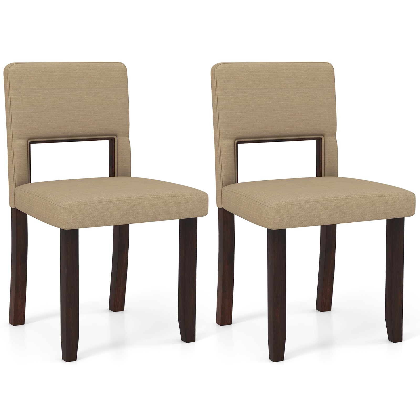 Giantex Wooden Dining Chairs Set of 2/4, Linen Fabric Upholstered Kitchen Chairs w/Rubber Wood Frame