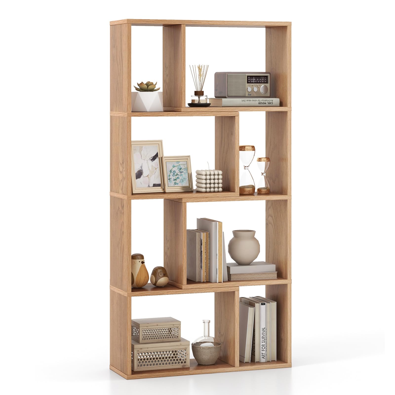 Giantex 8-Cube Geometric Bookshelf Set of 1/2, 4-Tier High Bookcase, 48" Modern Storage Organizer