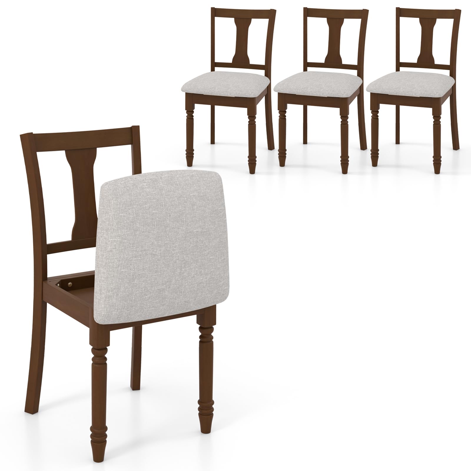 Giantex Wood Dining Chairs Set Farmhouse Dining Room Chair with Cushion Seat, Armless Wooden Dining Side Chairs