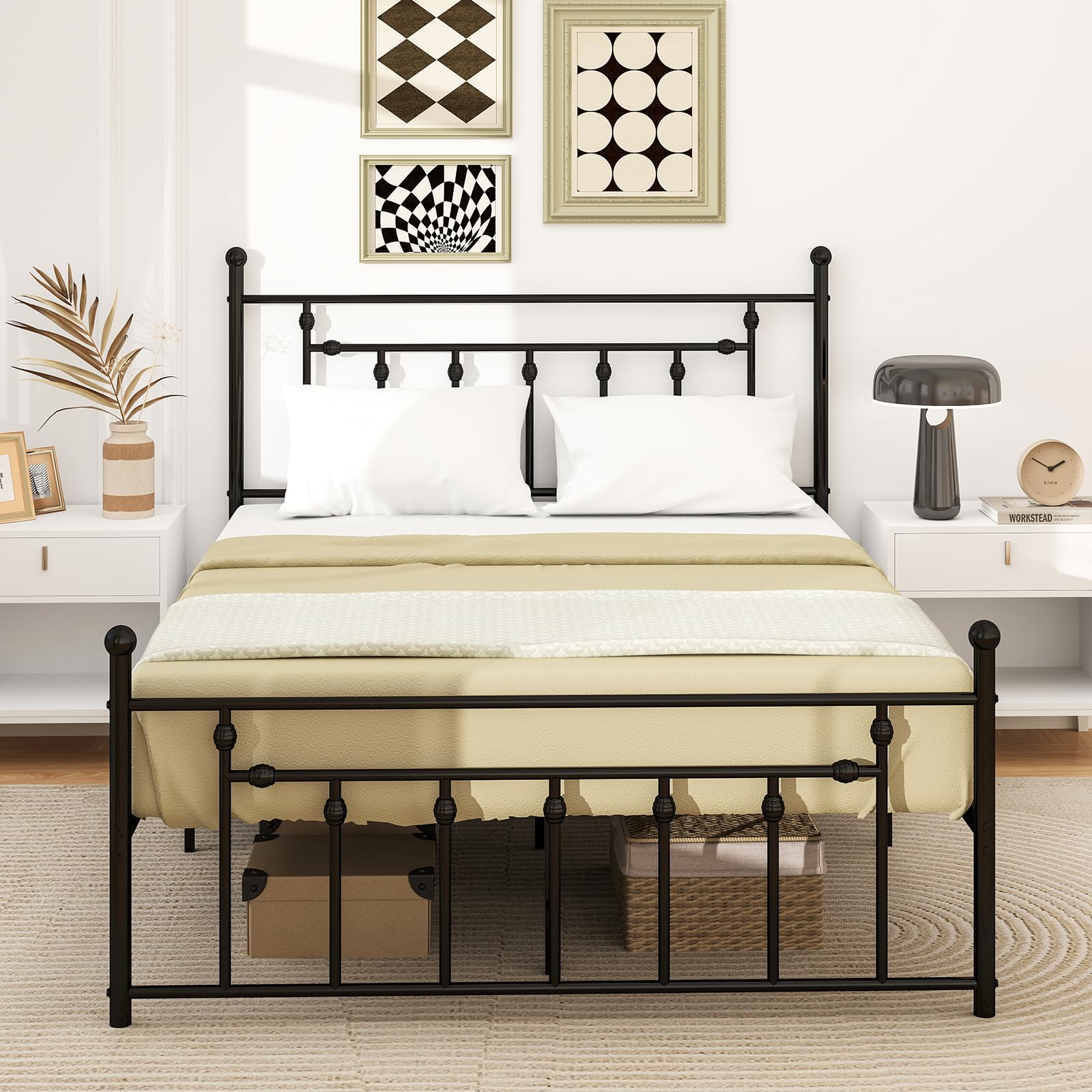 Giantex Twin Bed Frames with Headboard and Footboard, Victorian Style Twin Platform Bed