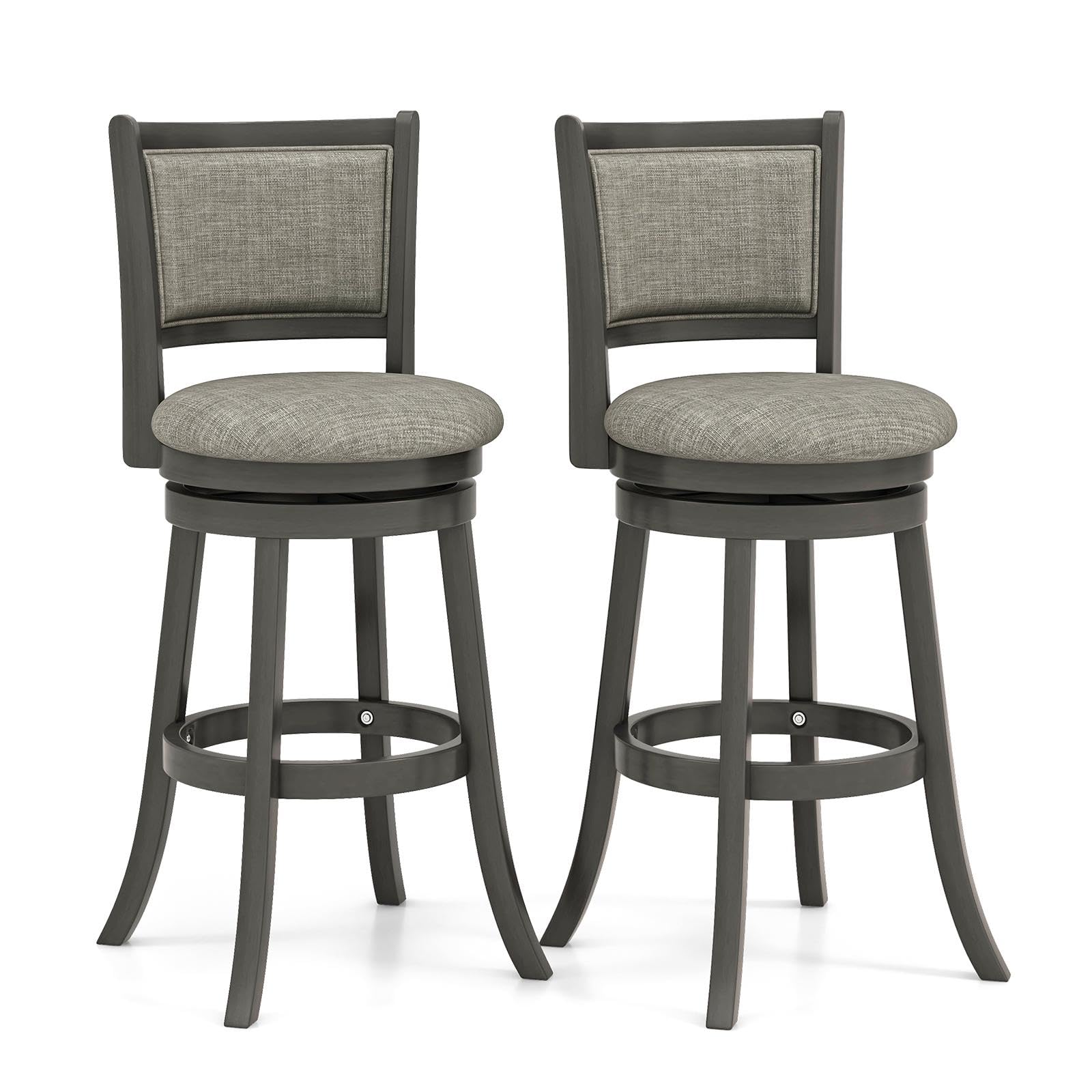 Giantex Swivel Counter Height Bar Stools Set of2/ 4, Upholstered Vintage Barstools w/Back