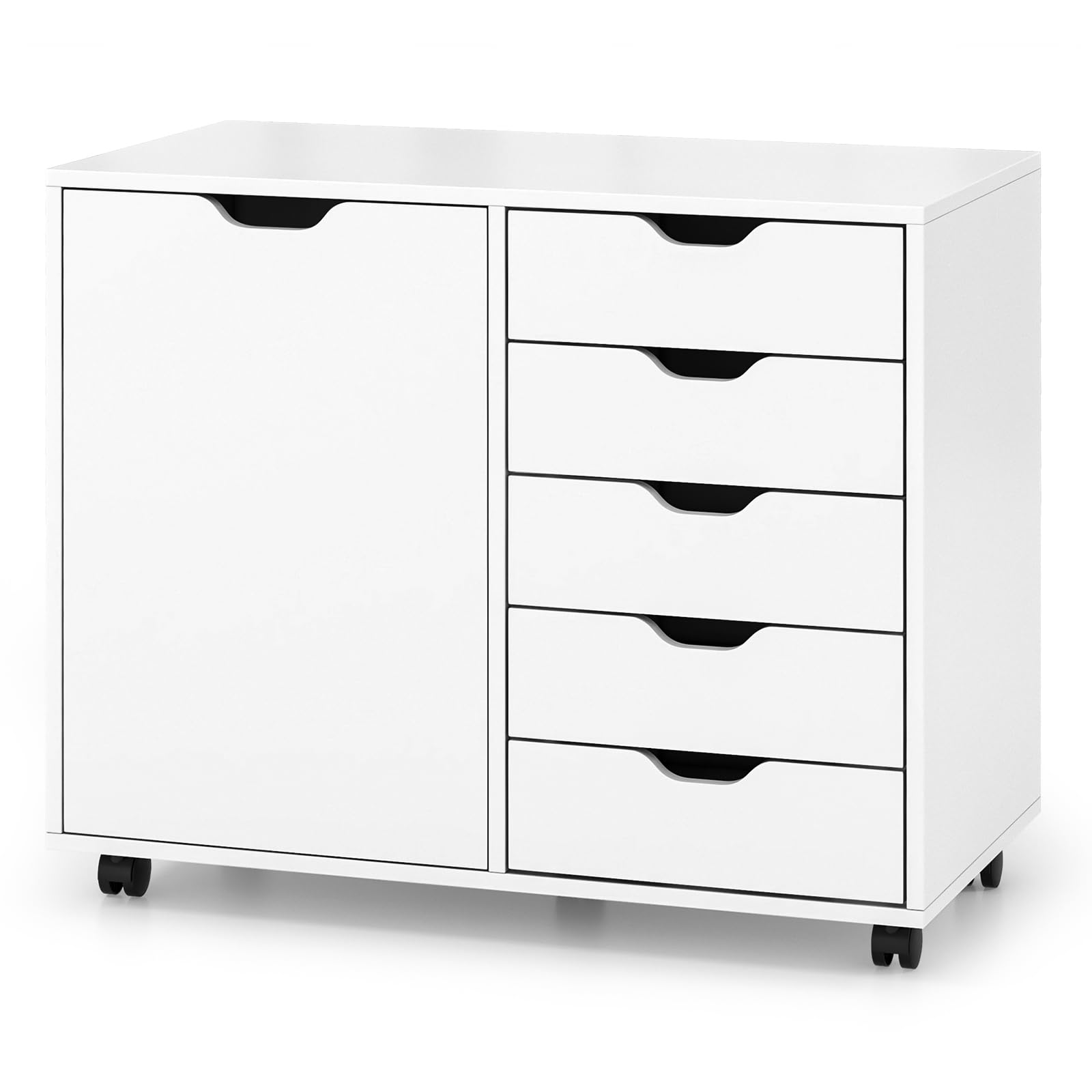 Giantex Lateral File Cabinet with Shelves - 5 Drawer Office Cabinet, White