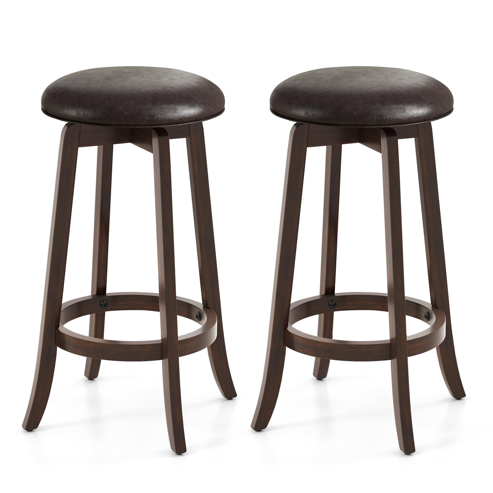 Giantex Bar Stools Set， 29"/ 24"  Bar Height Bar Stools w/ 360° Swivel Round Seat & Footrest