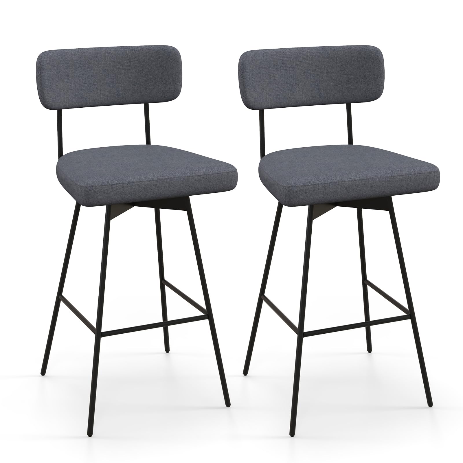 Giantex Swivel Bar Stools,  Upholstered Bar Height Bar Chairs w/Padded Seat & Backrest