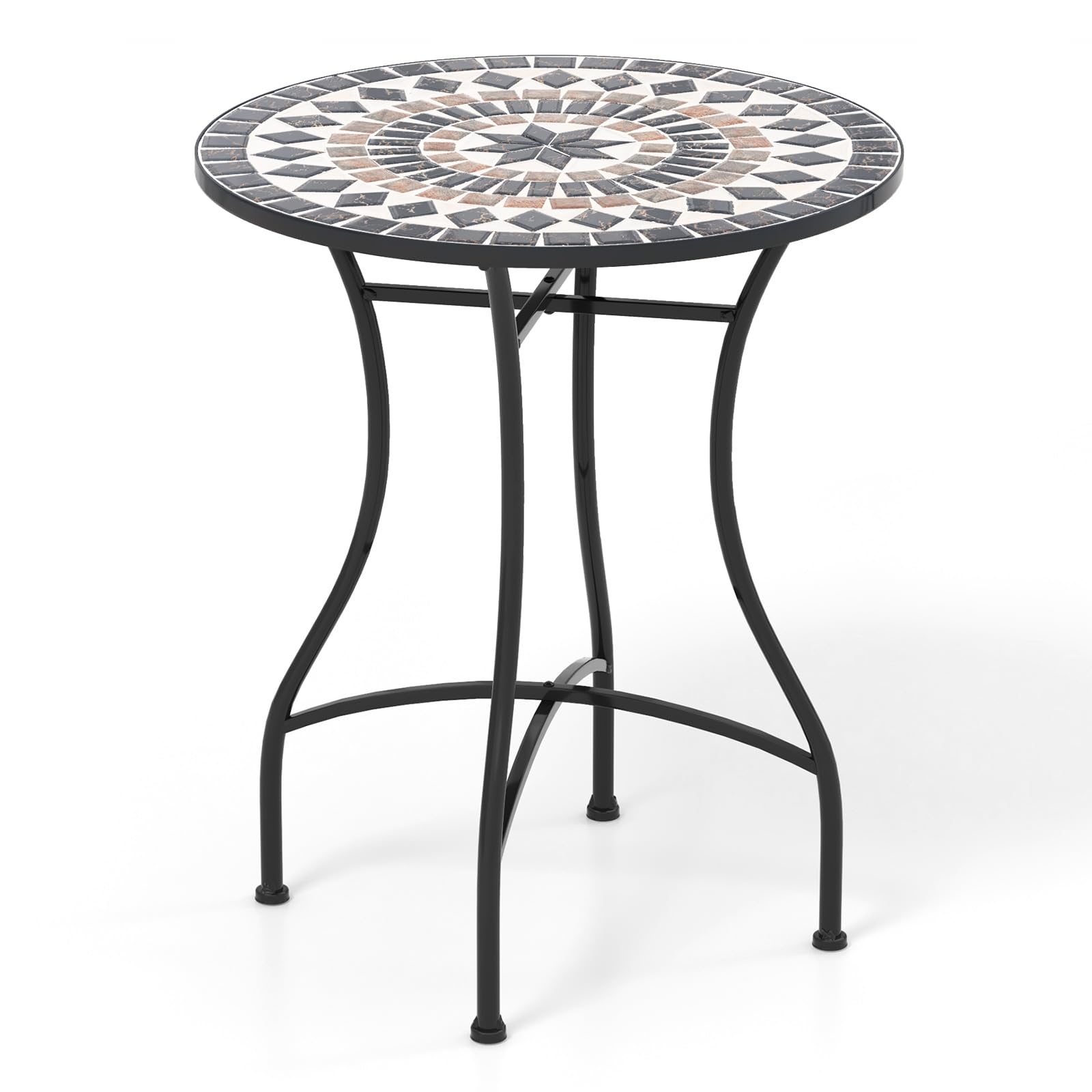 Giantex 24 Inch Patio Bistro Table, Mosaic Round Table w/Ceramic Tile Tabletop