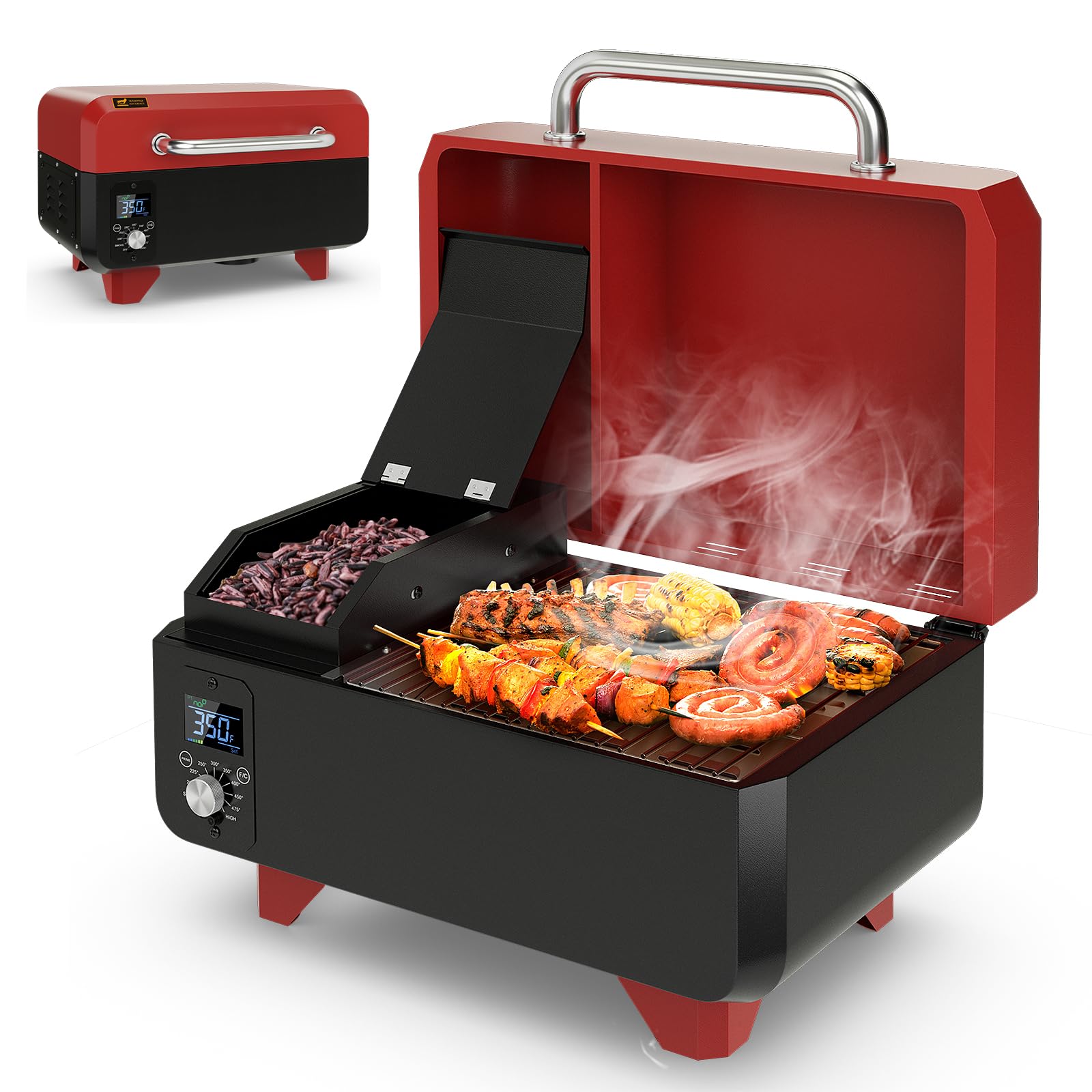 Giantex Pellet Grill and Smoker - Portable Tabletop Wood Pellet Smoker with Temperature Control