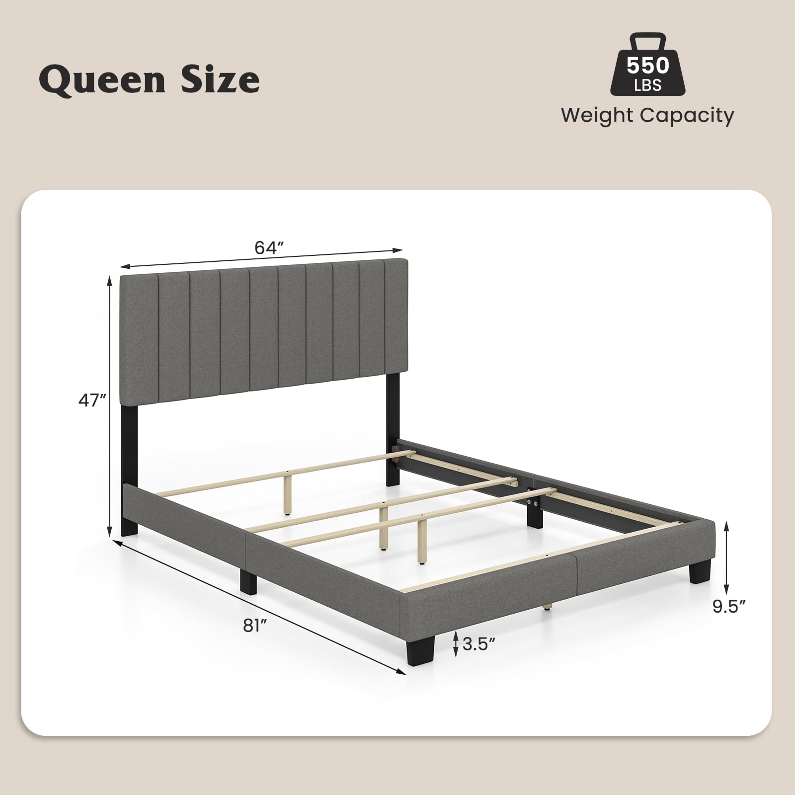 Giantex Queen Size Platform Bed Frame