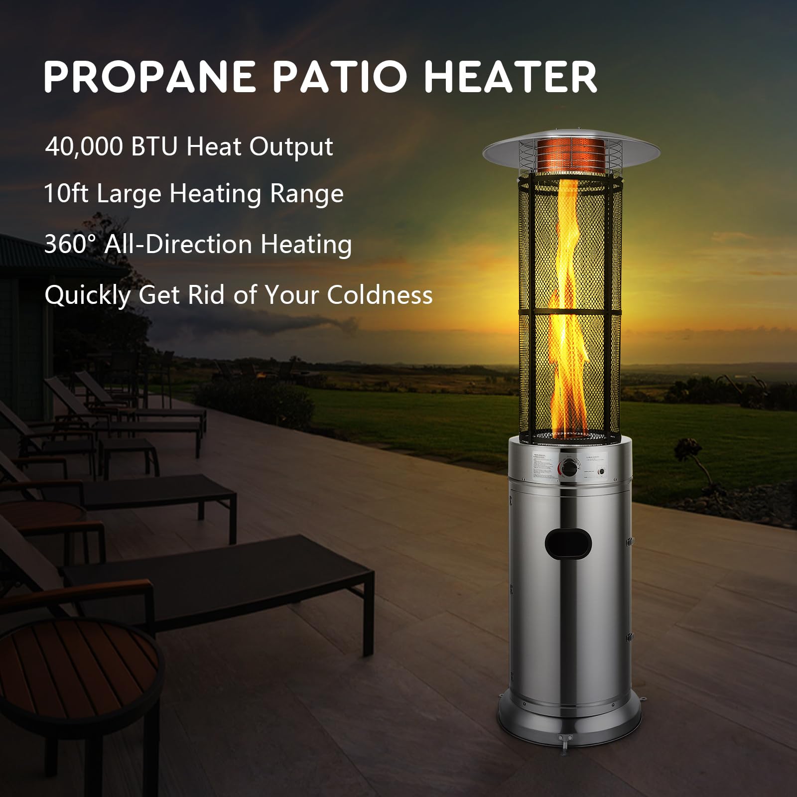 Giantex Outdoor Propane Patio Heaters Floor-Standing Round W/Dancing Flame