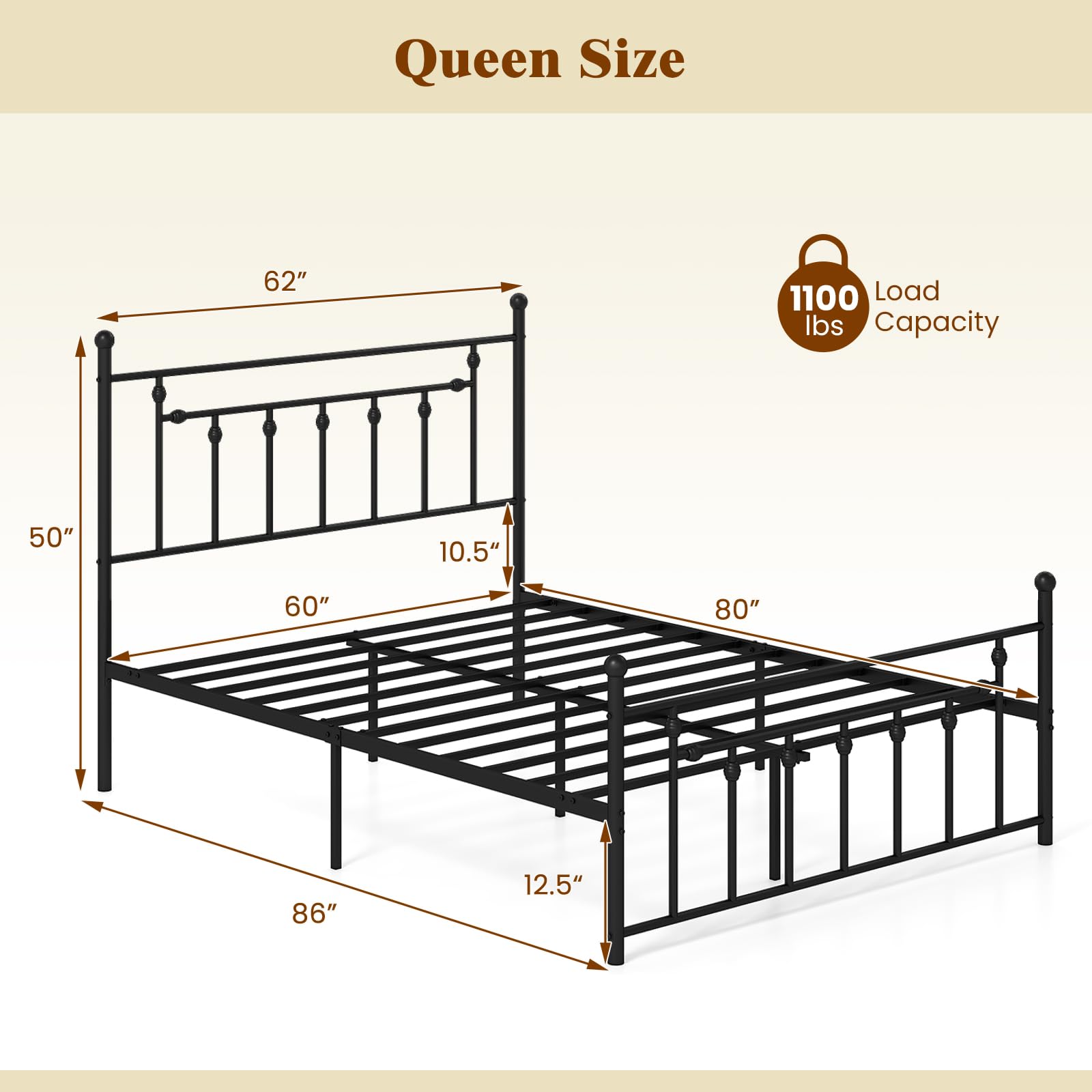 Giantex Twin Bed Frames with Headboard and Footboard, Victorian Style Twin Platform Bed