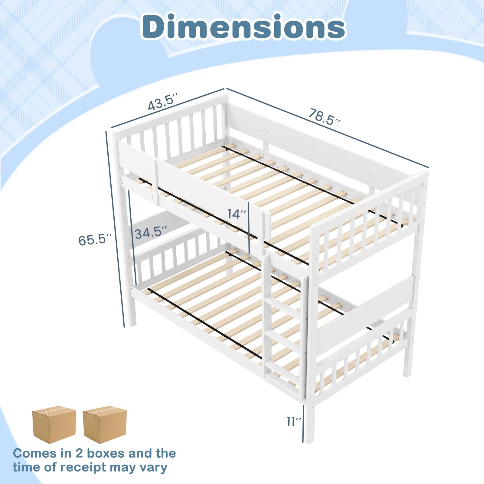 Giantex Wood Bunk Bed Twin Over Twin, Solid Wood Bunk Bed Frame with Ladder & Safety Guardrails