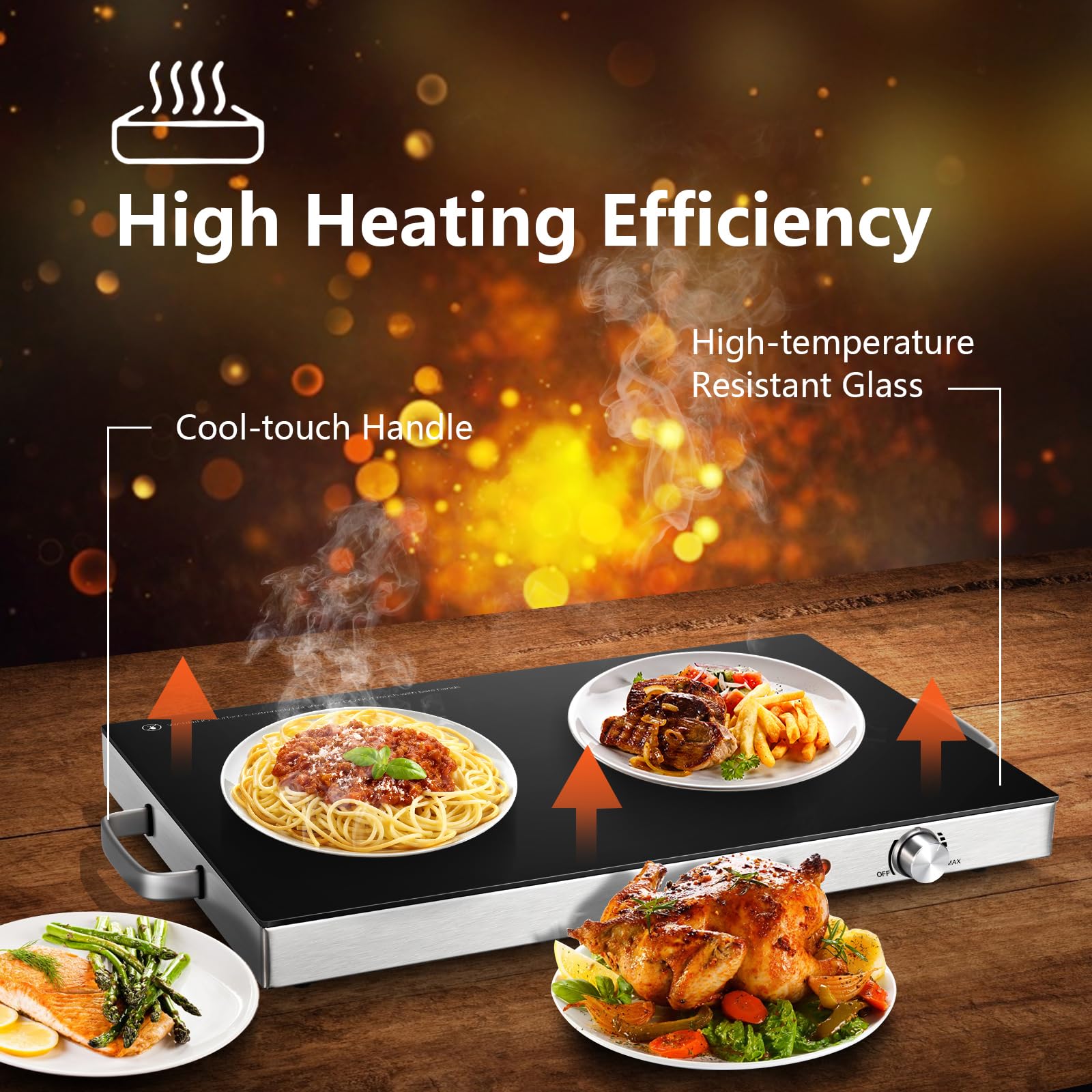 Giantex 2 Packs Electric Warming Tray, 22''x15'' Hot Plate with Adjustable Temperature Control