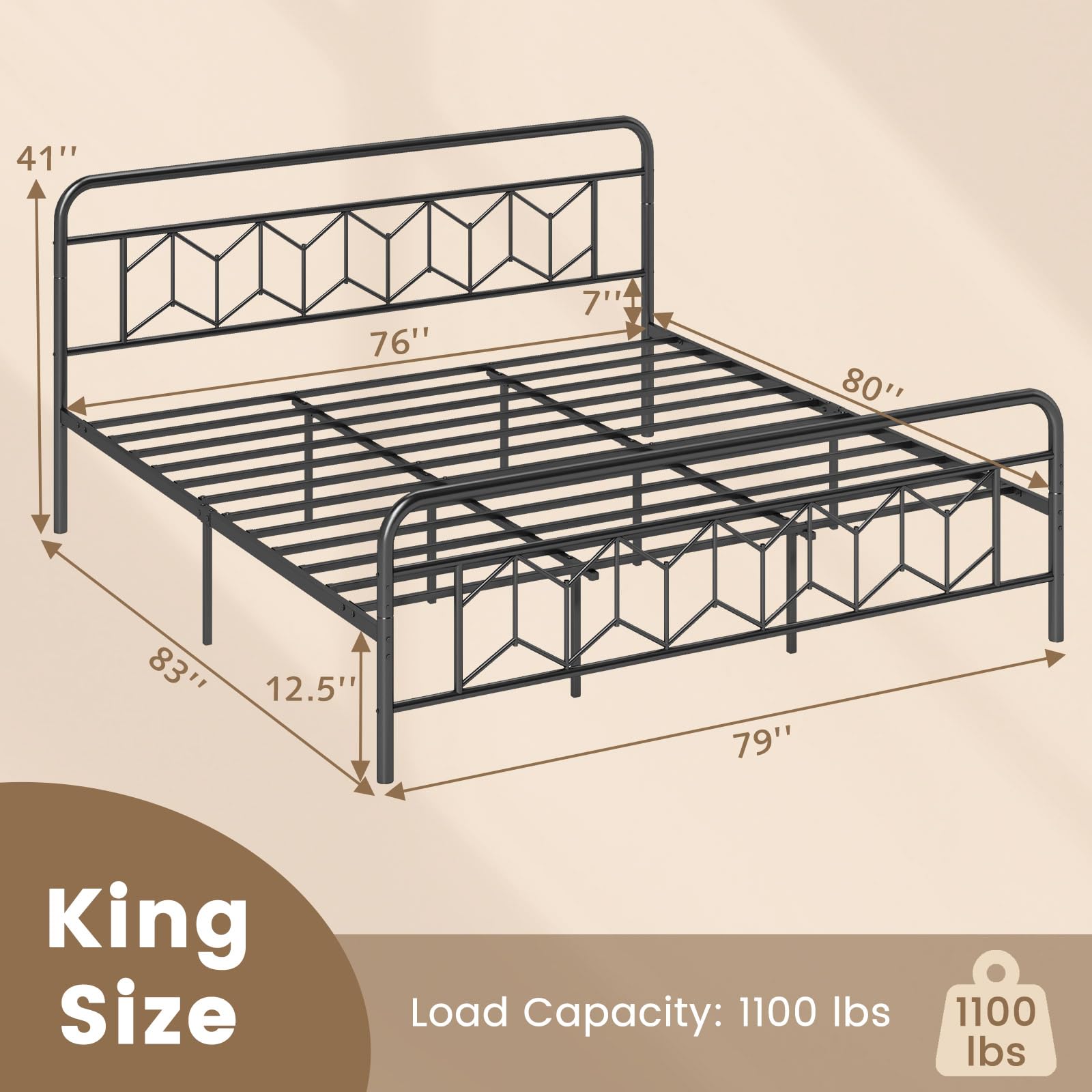 Giantex Metal Twin Bed Frames with Victorian Style Headboard & Footboard, Heavy Duty Slats Support Mattress Foundation