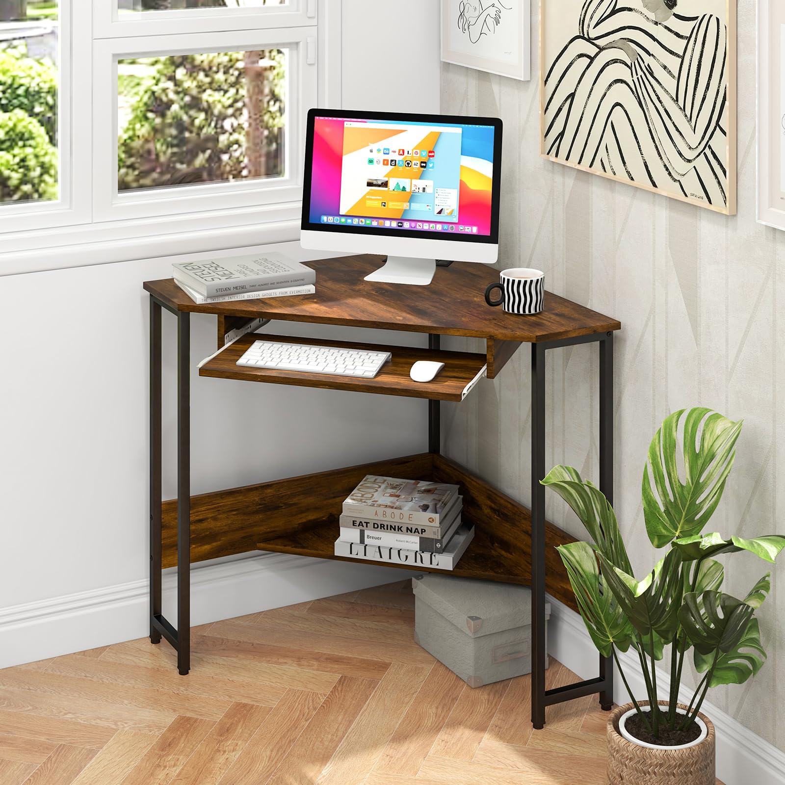 Giantex Mobile Stand up Computer Desk, Rolling Standing Laptop Cart wi –  Giantex.au