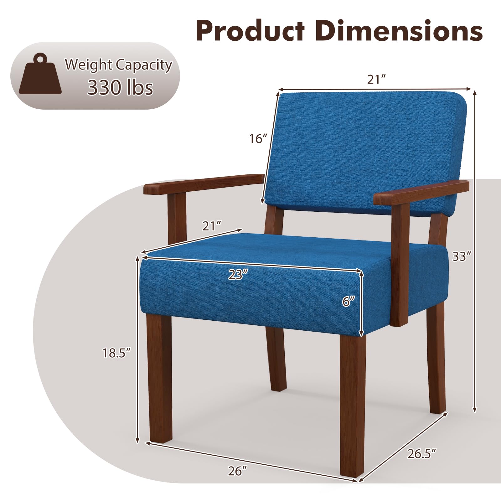 Giantex Modern Accent Chair, Linen Living Room Arm Chair w/Soft Padded Seat & Backrest