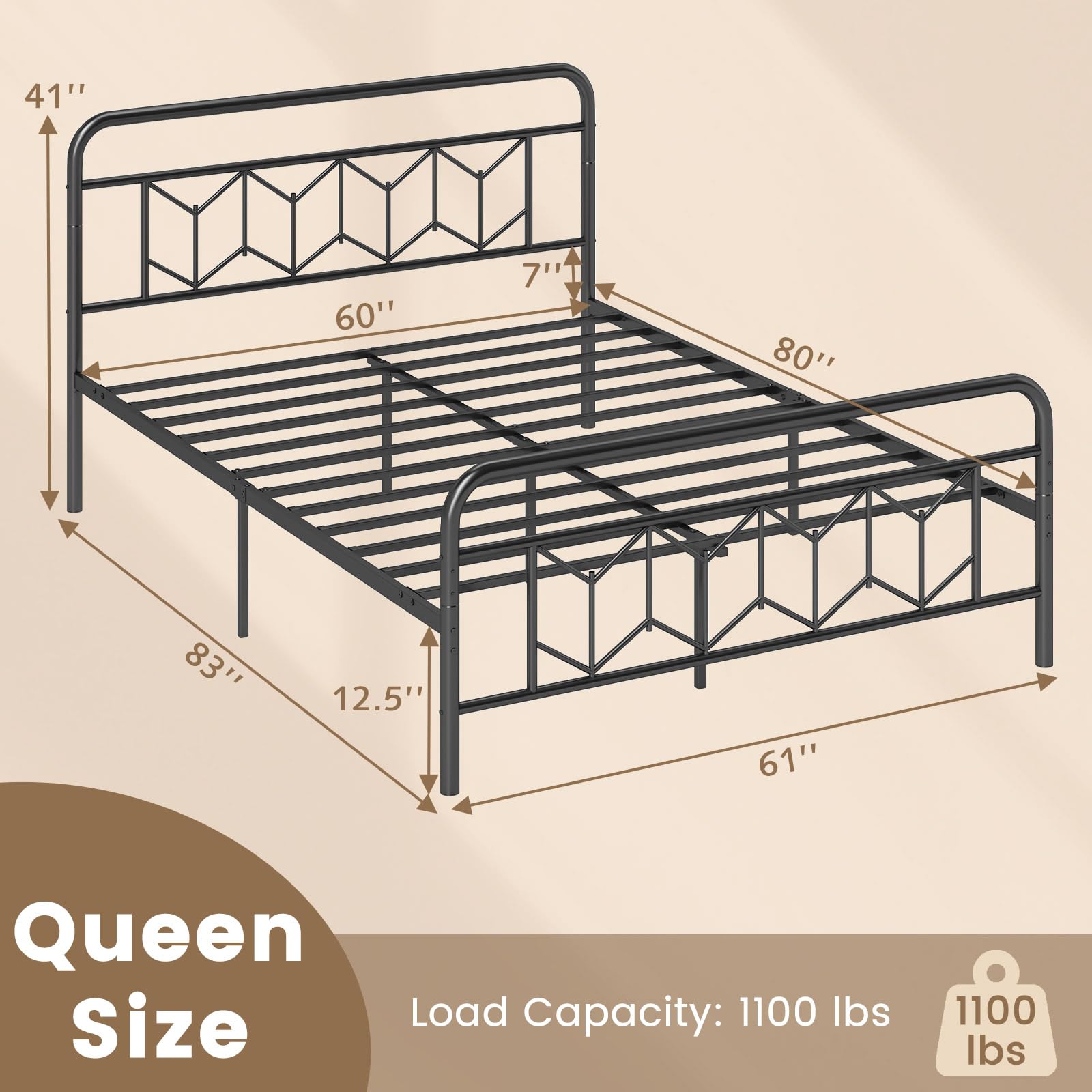 Giantex Metal Twin Bed Frames with Victorian Style Headboard & Footboard, Heavy Duty Slats Support Mattress Foundation