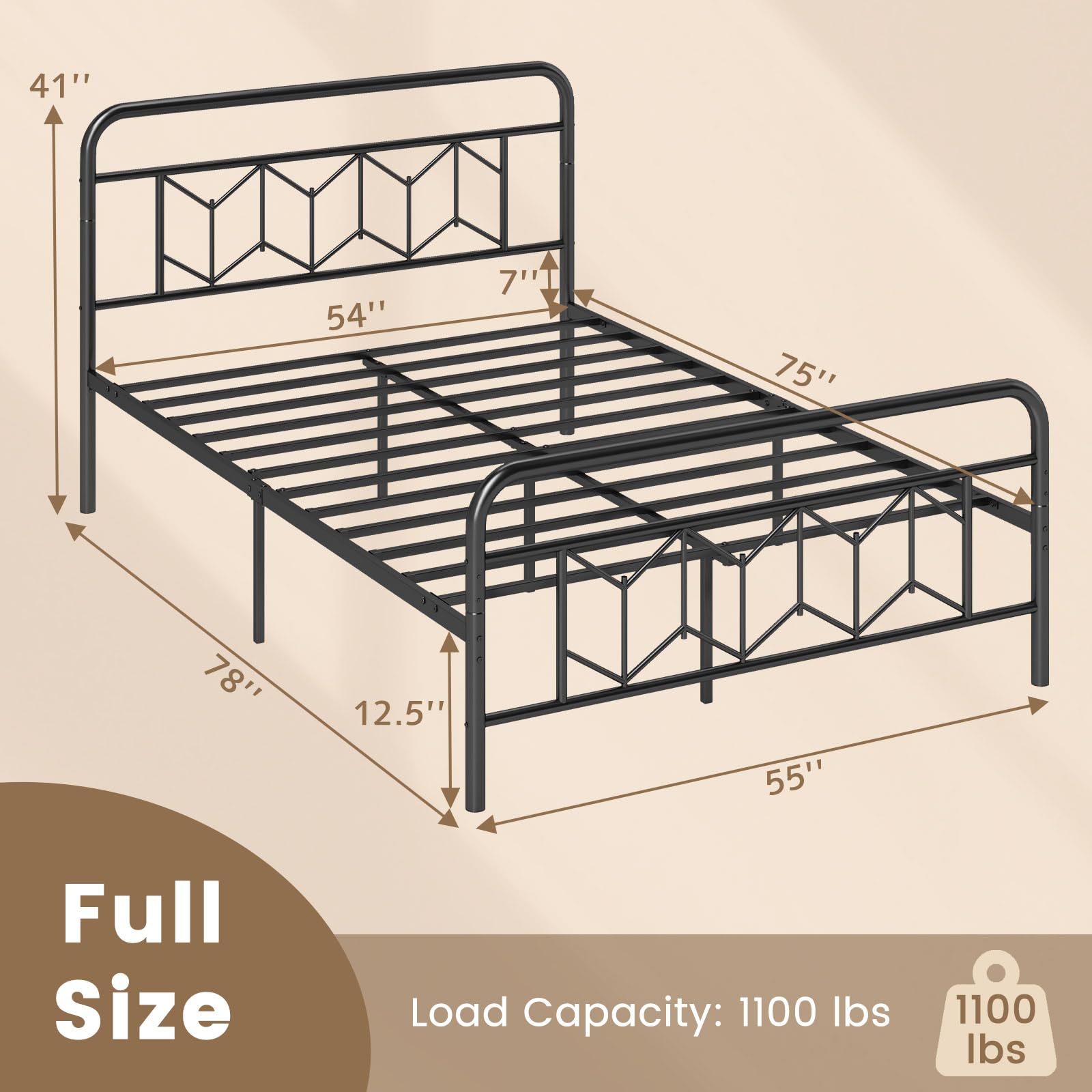 Giantex Metal Twin Bed Frames with Victorian Style Headboard & Footboard, Heavy Duty Slats Support Mattress Foundation