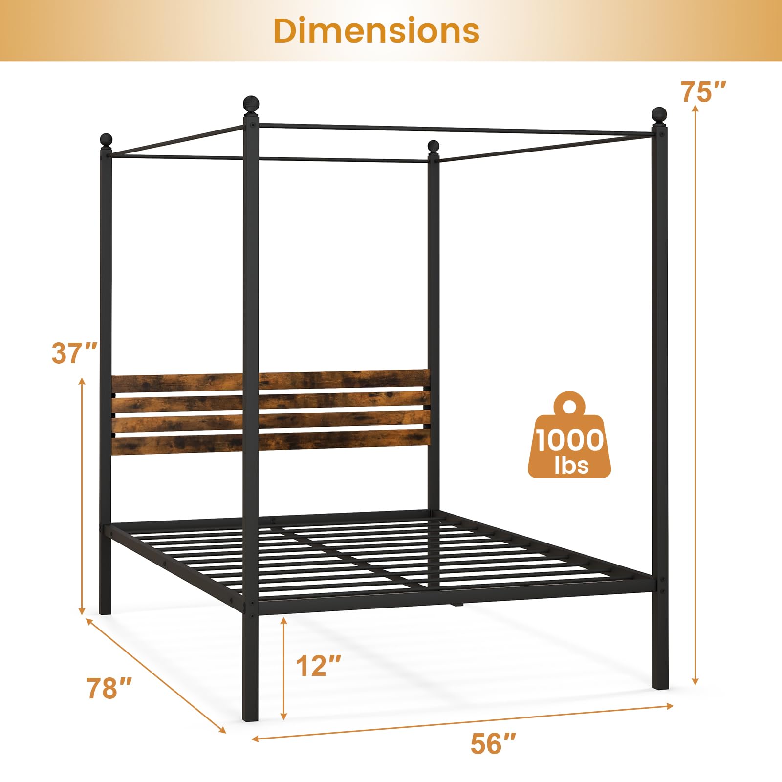 Giantex Metal Canopy Bed Frame