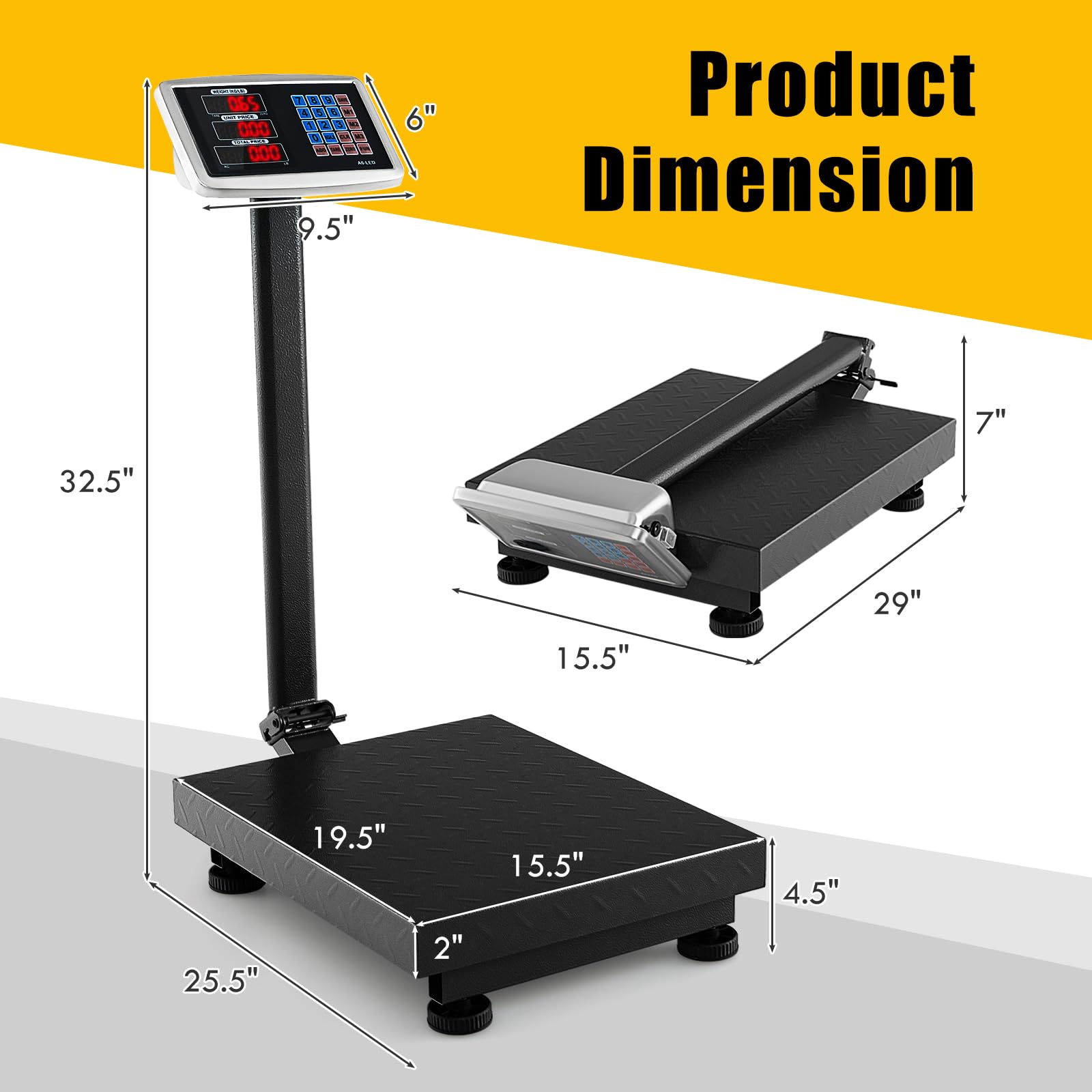 Giantex 660lbs Weight Computing Digital Scale Floor Platform Scale for Weighing Luggage Package Shipping