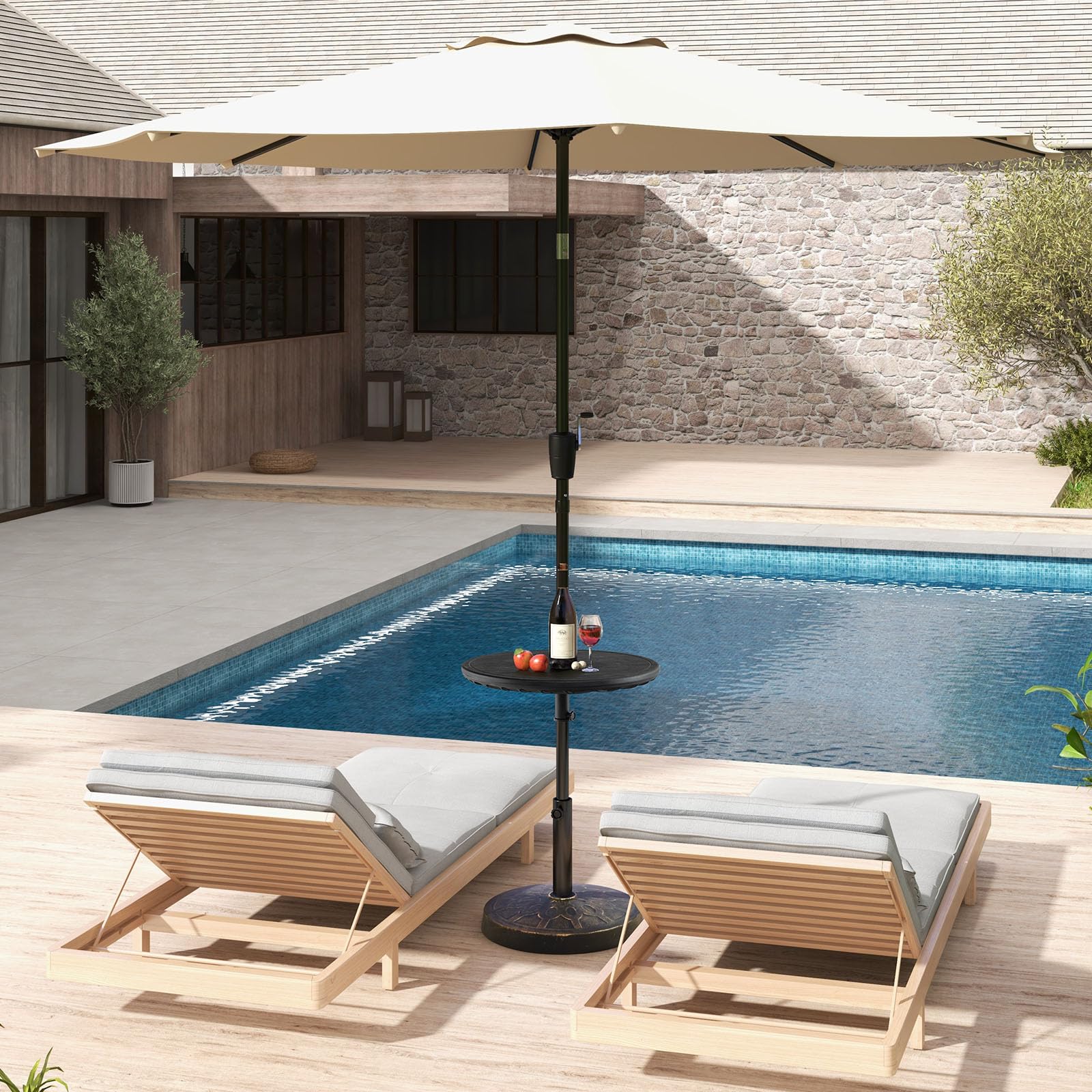 Giantex Umbrella Table - 20" Outdoor Side Table with 1.5" Umbrella Hole, Height Adjustable Knob